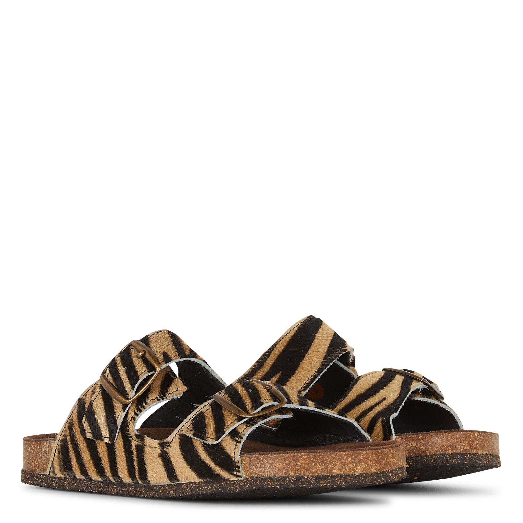 Avarca Berlin - Flache Ledersandalen mit Samt BOSABO Beige