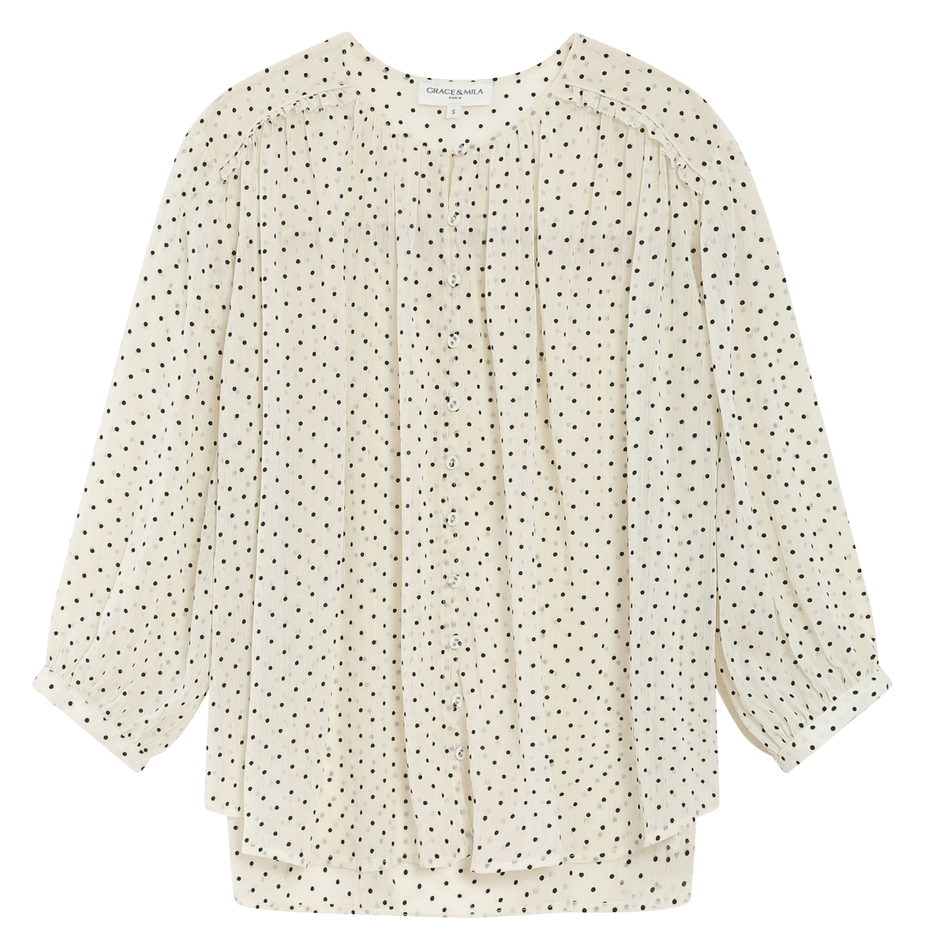 Blouse droite col rond imprimée GRACE ET MILA Beige