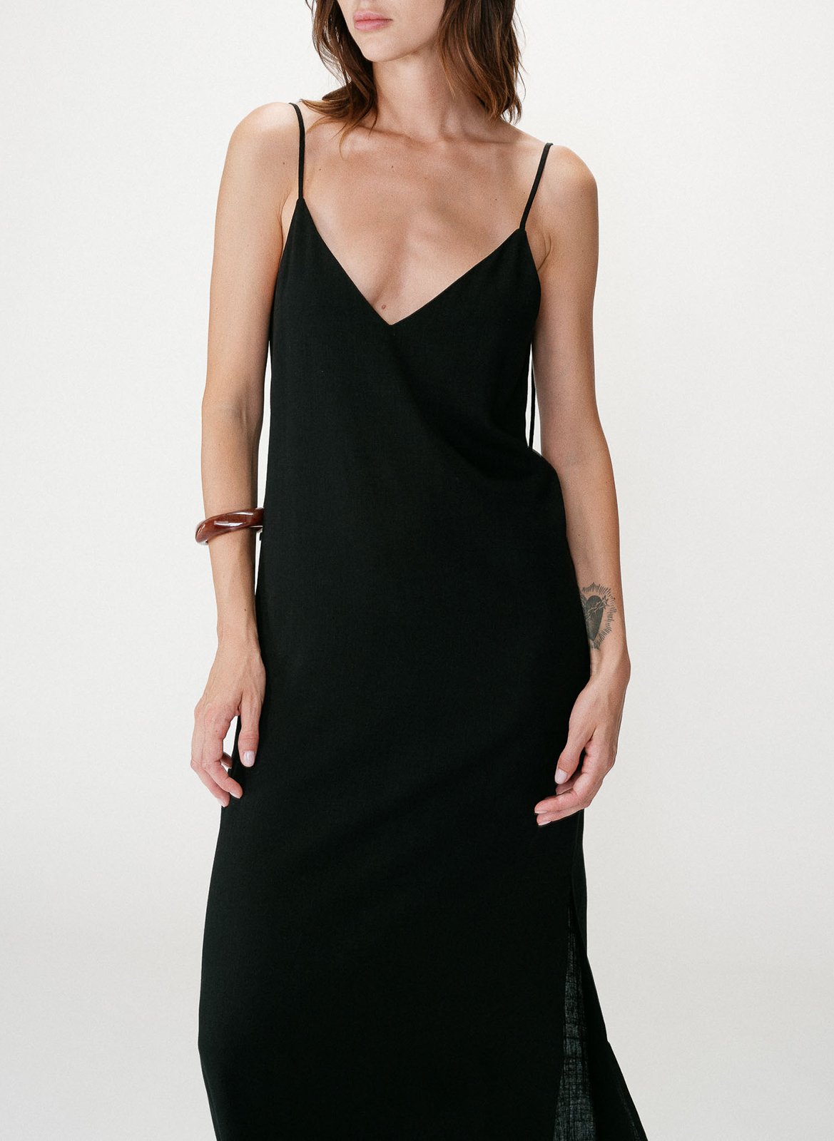 Robe longue col V  GRACE ET MILA Noir