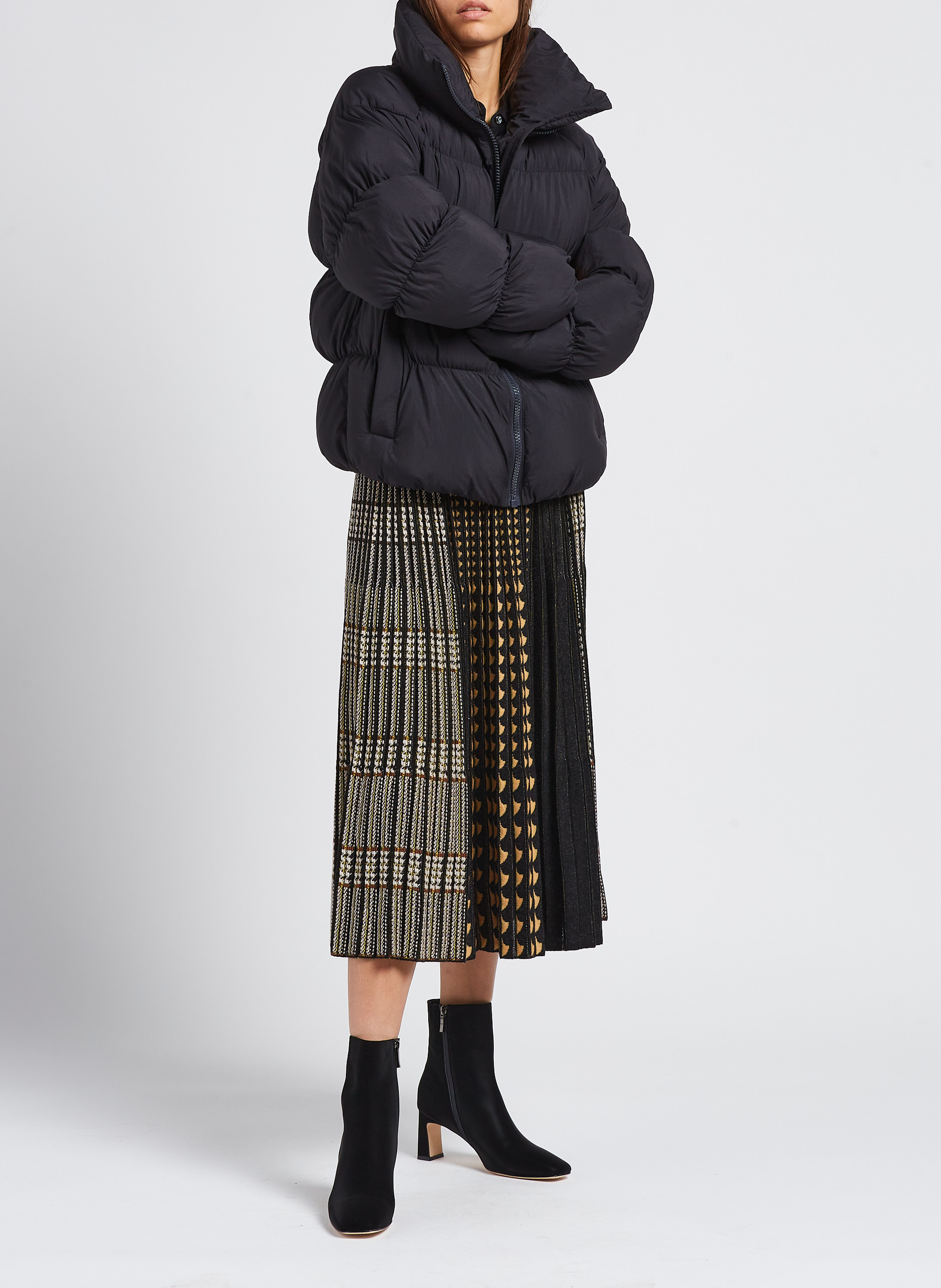 Midi Plissee Jacquard Rock MES DEMOISELLES Schwarz