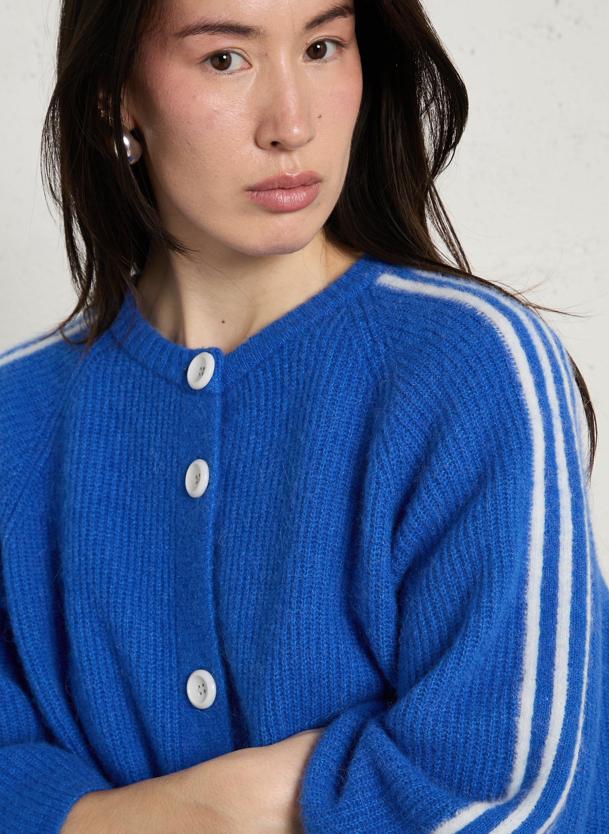 Straight round-neck knit cardigan AMERICAN VINTAGE Blue