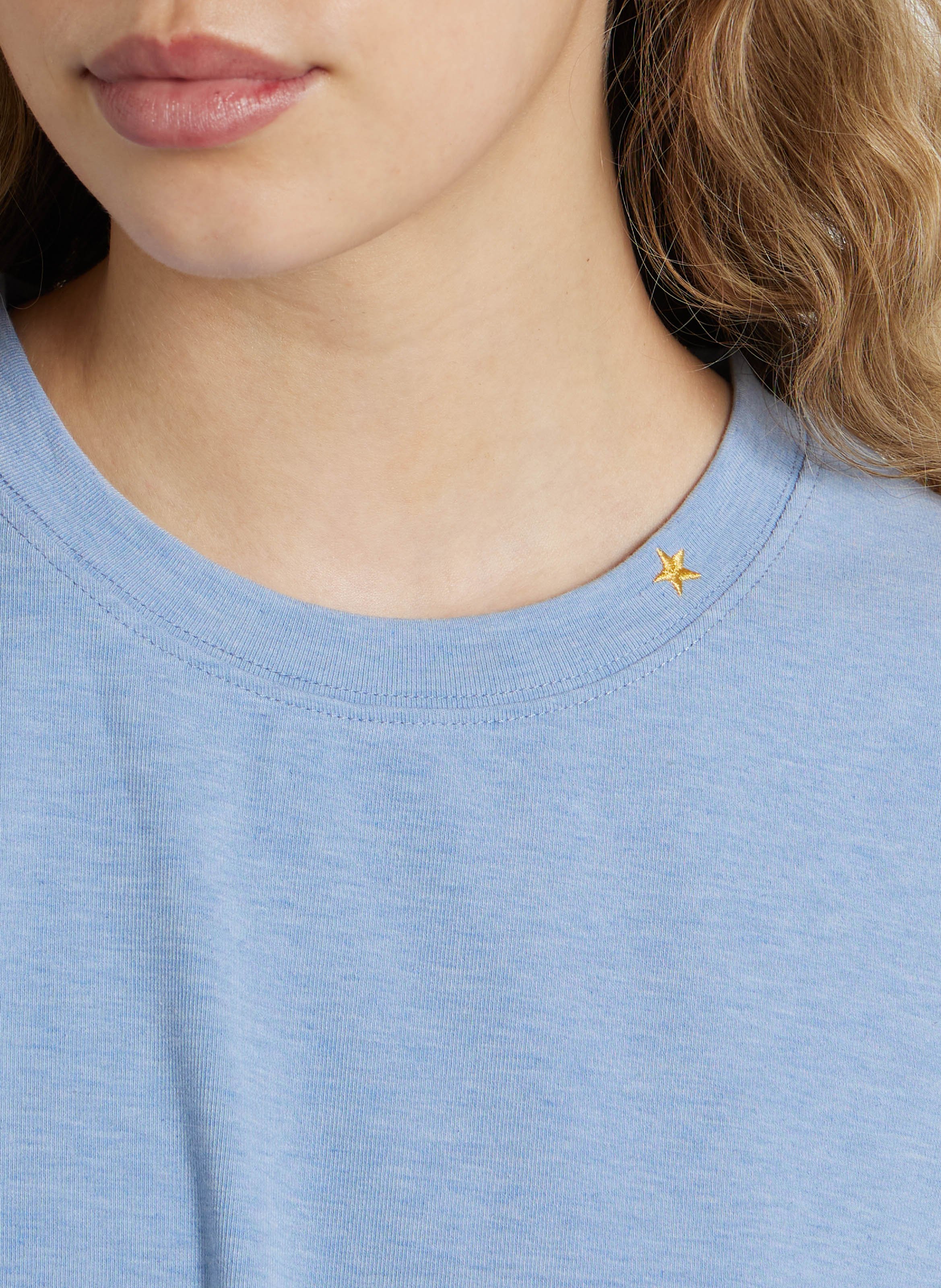 Tee-shirt col rond à rayures Bleu