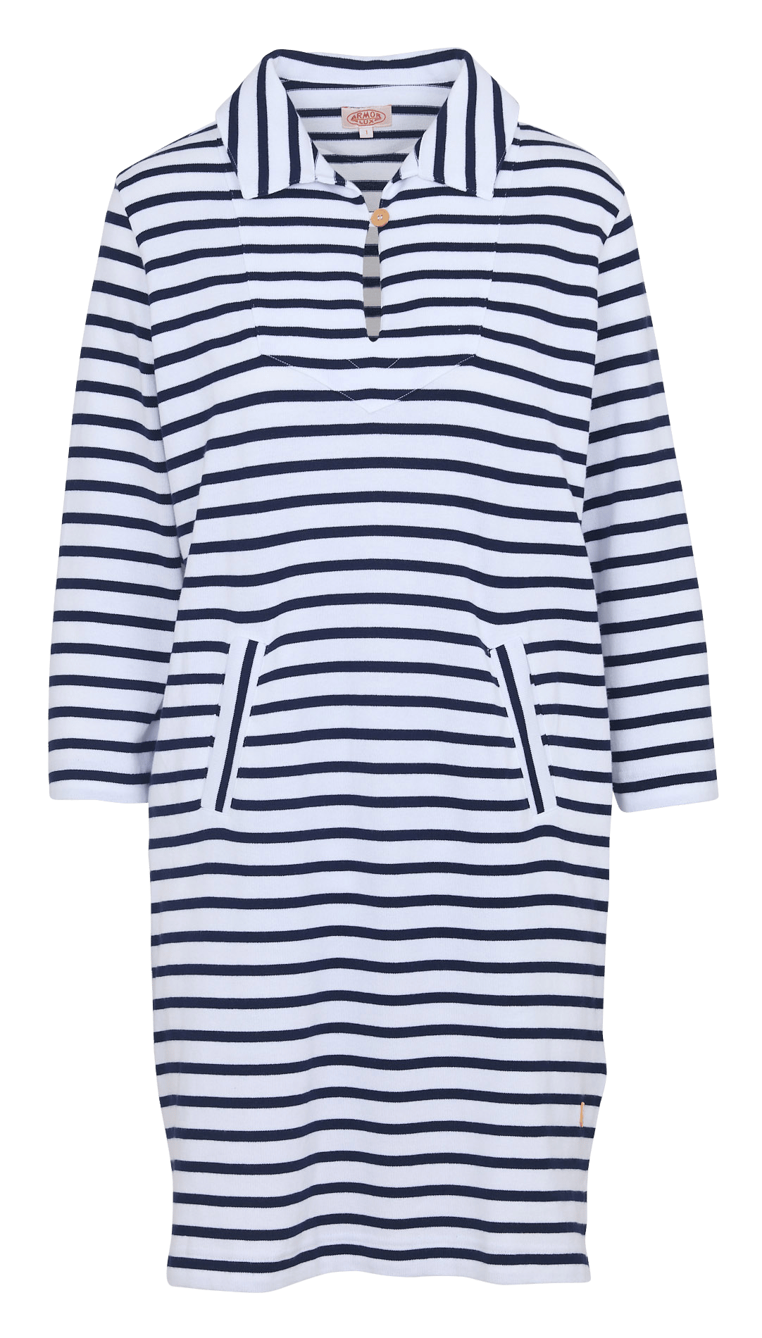 Robe courte col classique en coton rayé ARMOR LUX Blanc