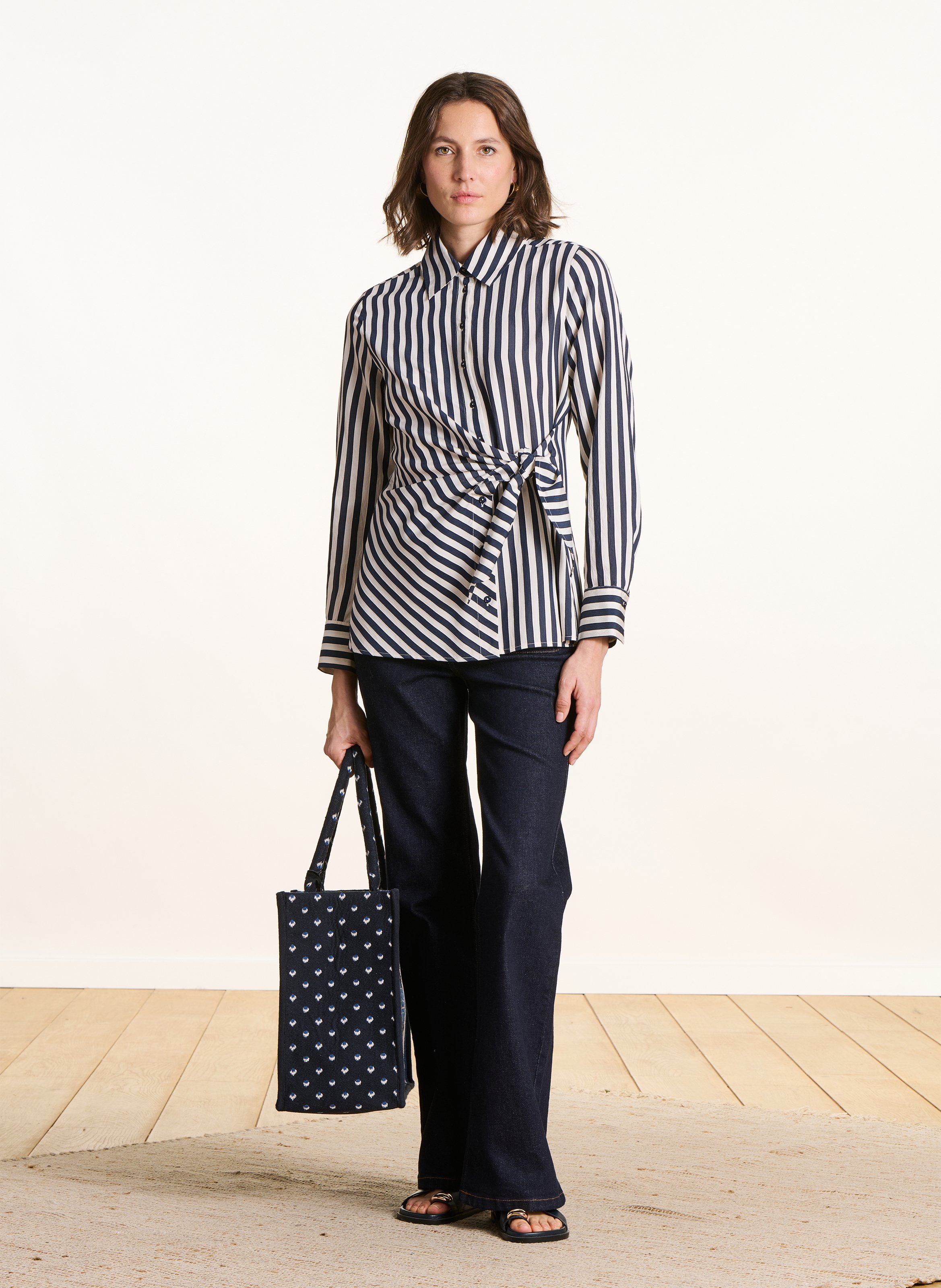 Chemise à rayures col classique  LA FEE MARABOUTEE Bleu