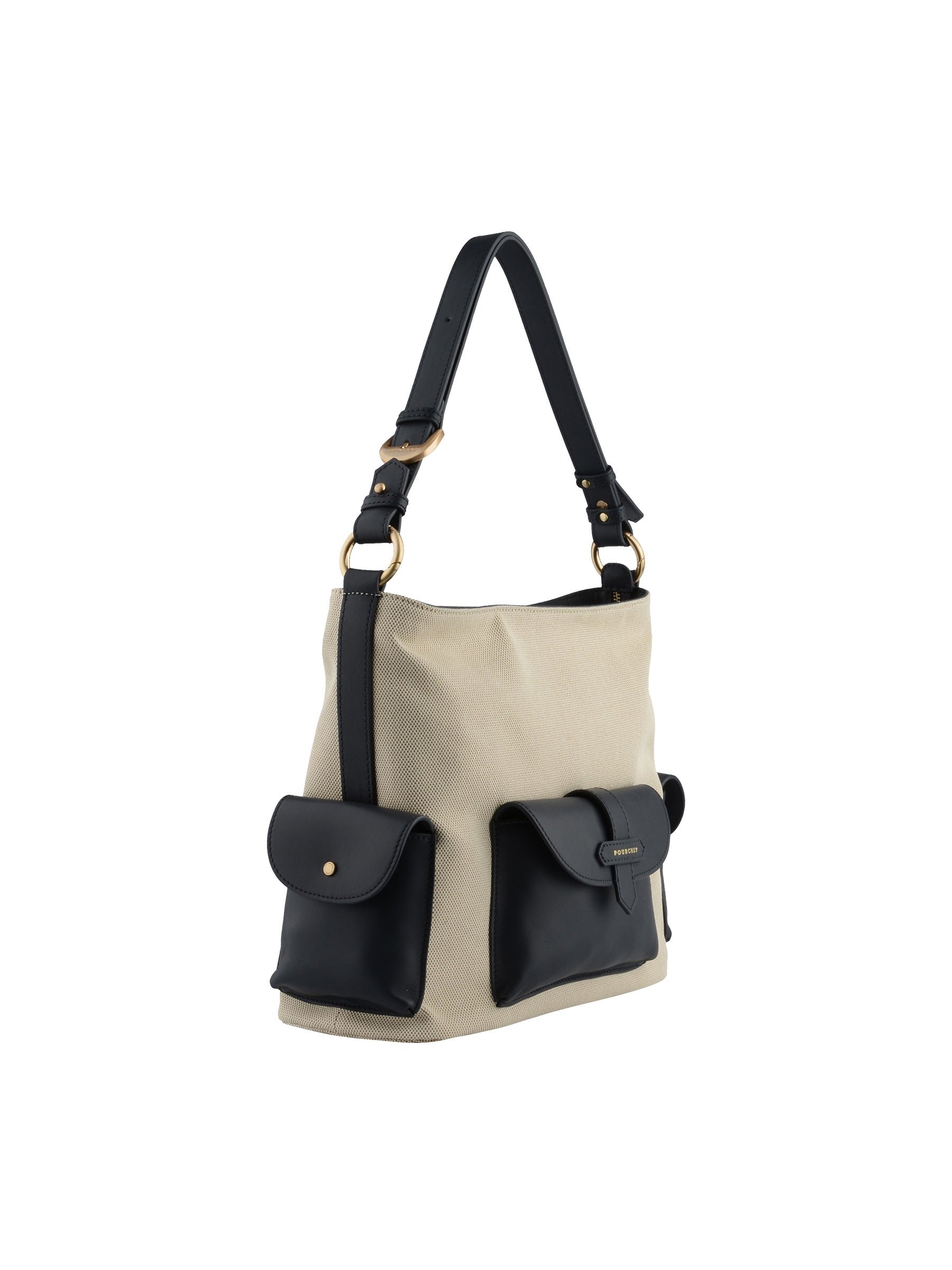 Calfskin leather shoulder bag POURCHET Blue