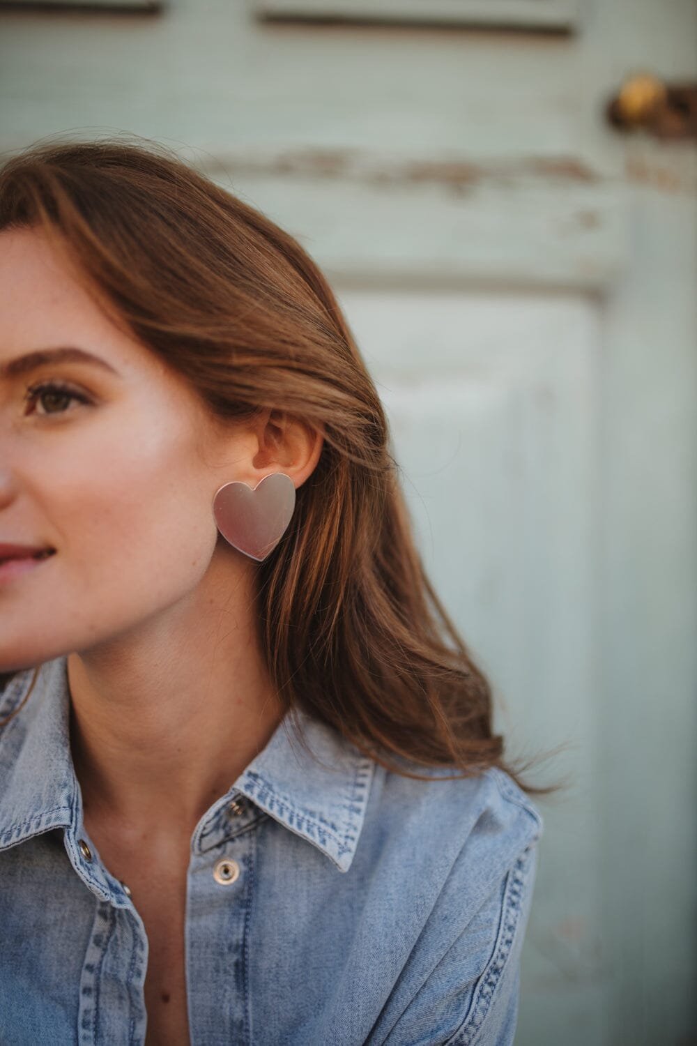 Maxi heart-shaped gold-plated stud earrings MONSIEUR SIMONE Silver