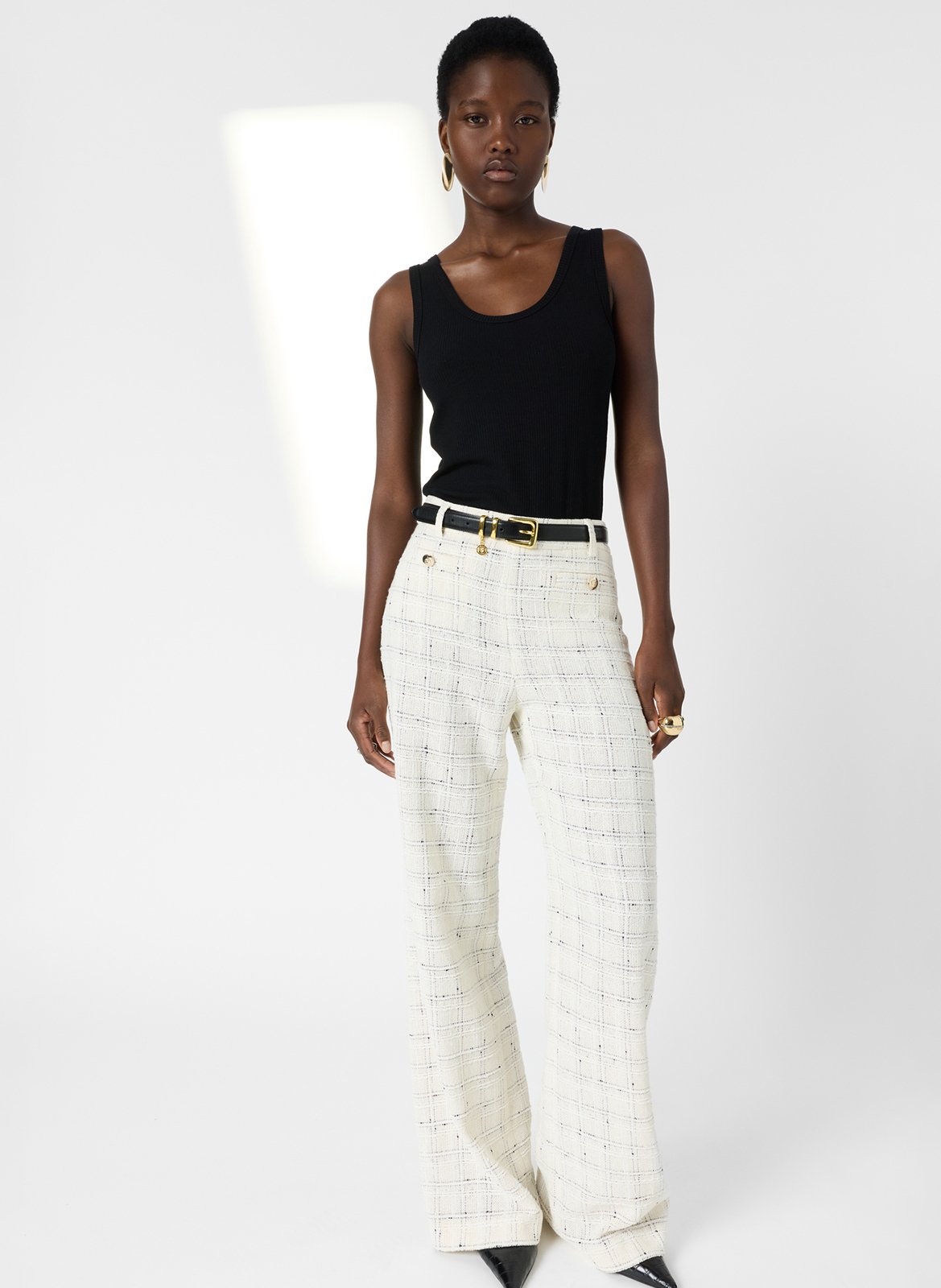 High-waisted straight tweed pants GERARD DAREL Beige