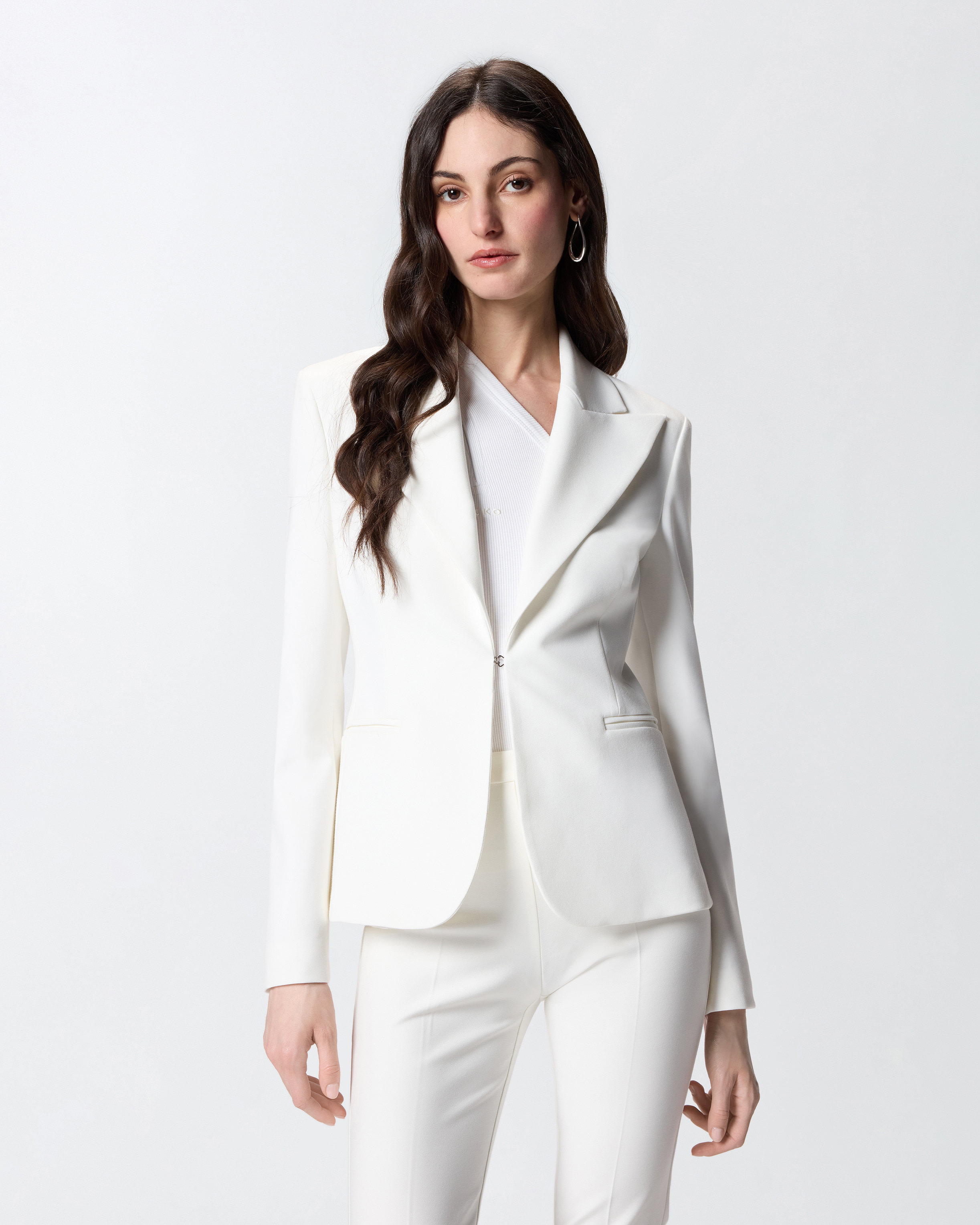 Veste élégante en tissu diagonal PINKO Blanc