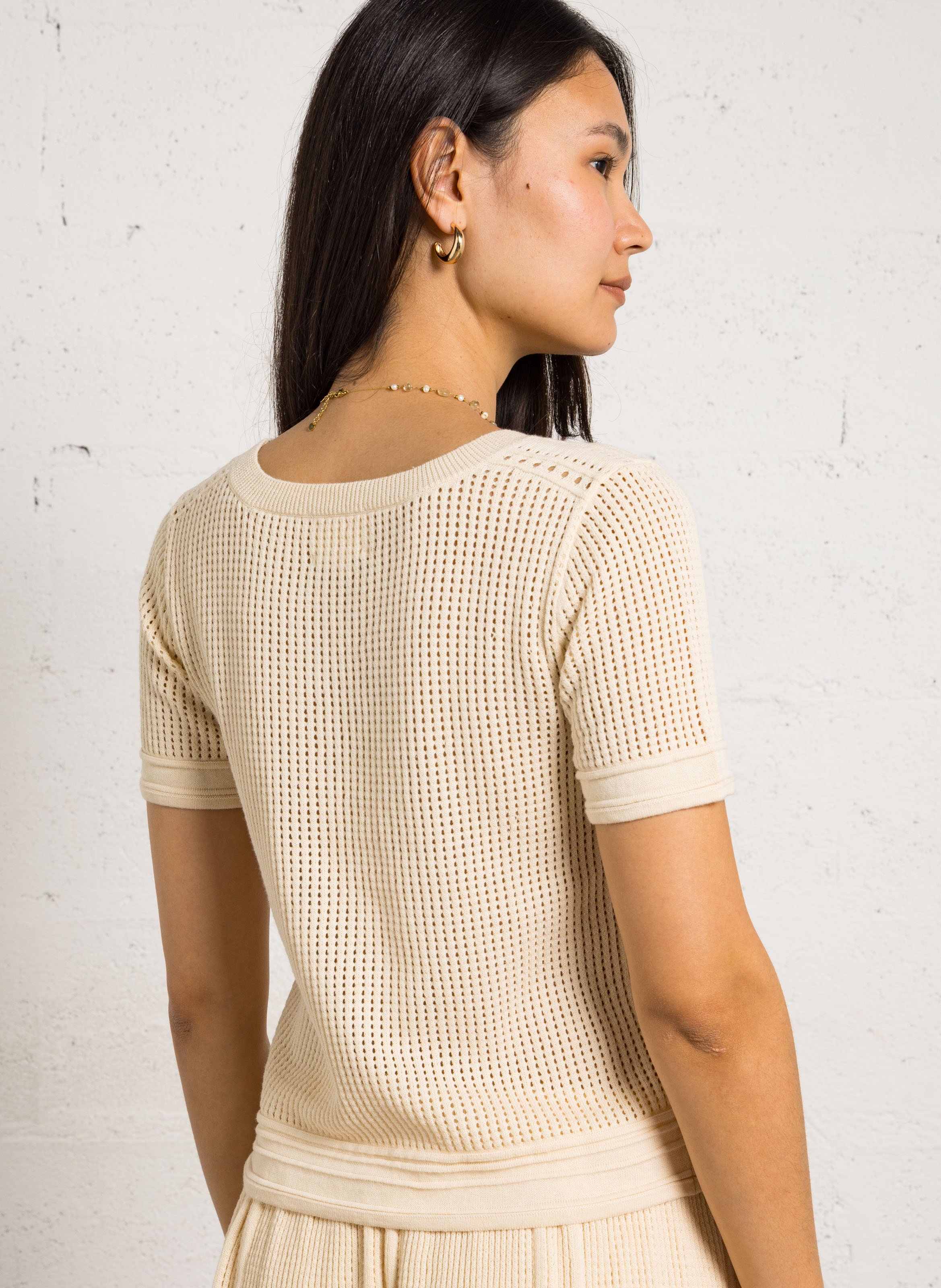 Top col rond en coton MAISON 123 Beige