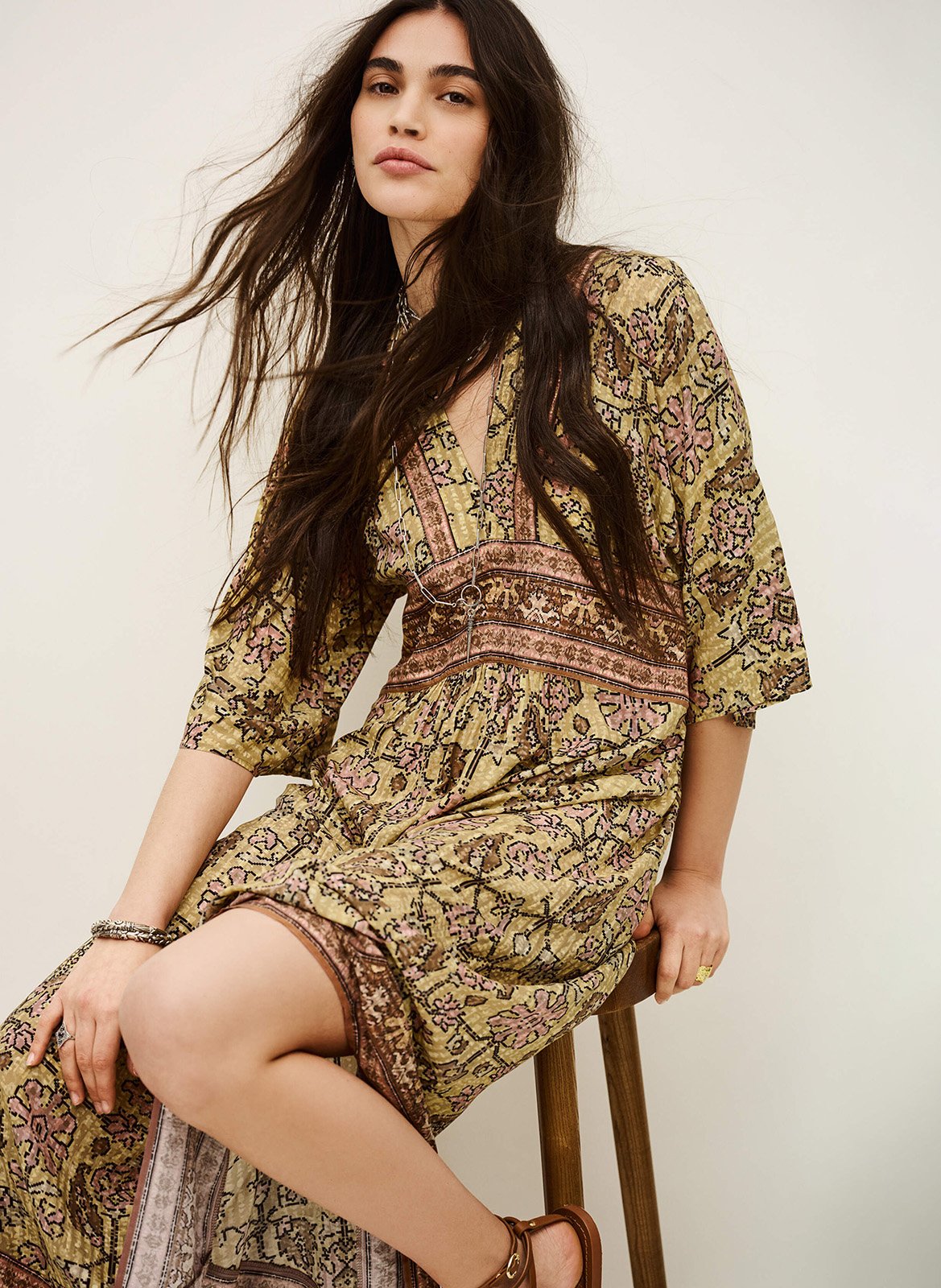 Robe longue col V BA&SH Jaune