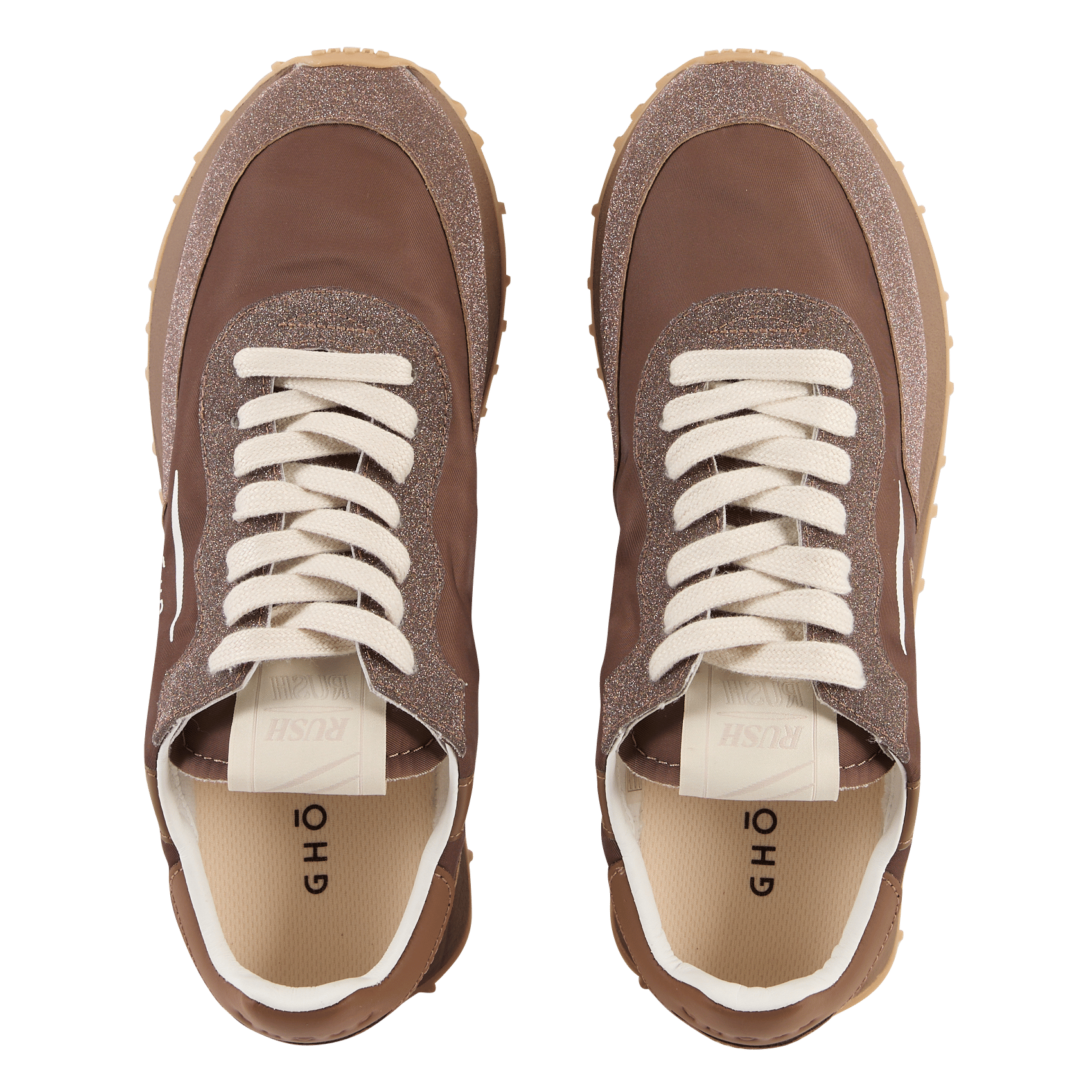 Low-top sneakers with sequined dual-material GHOUD VENICE Brown