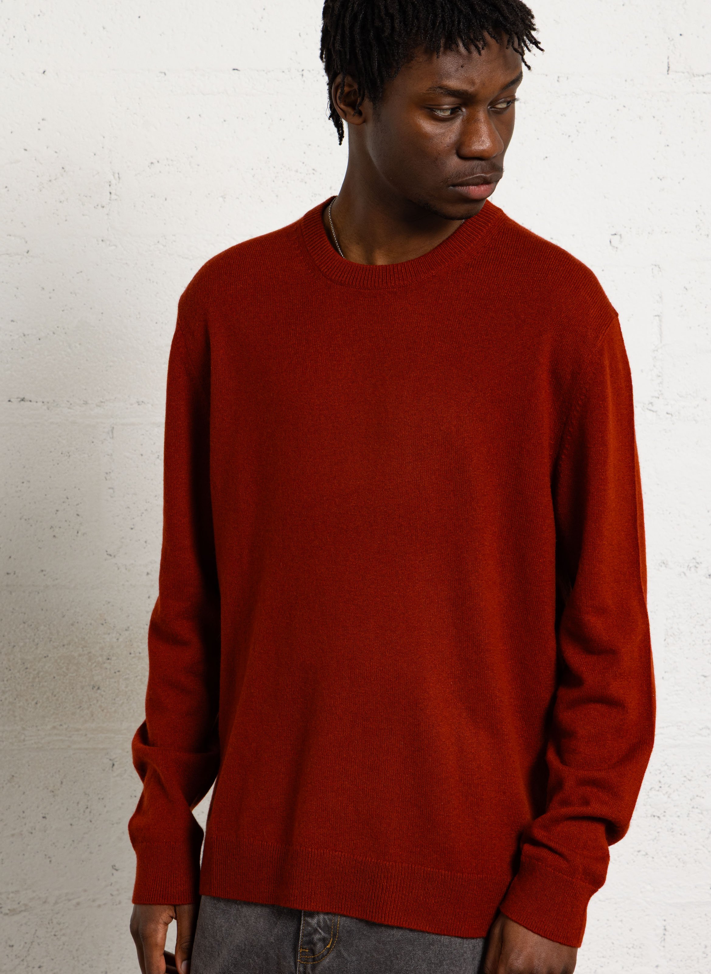 Pull col rond regular-fit en cachemire AU PRINTEMPS PARIS Marron