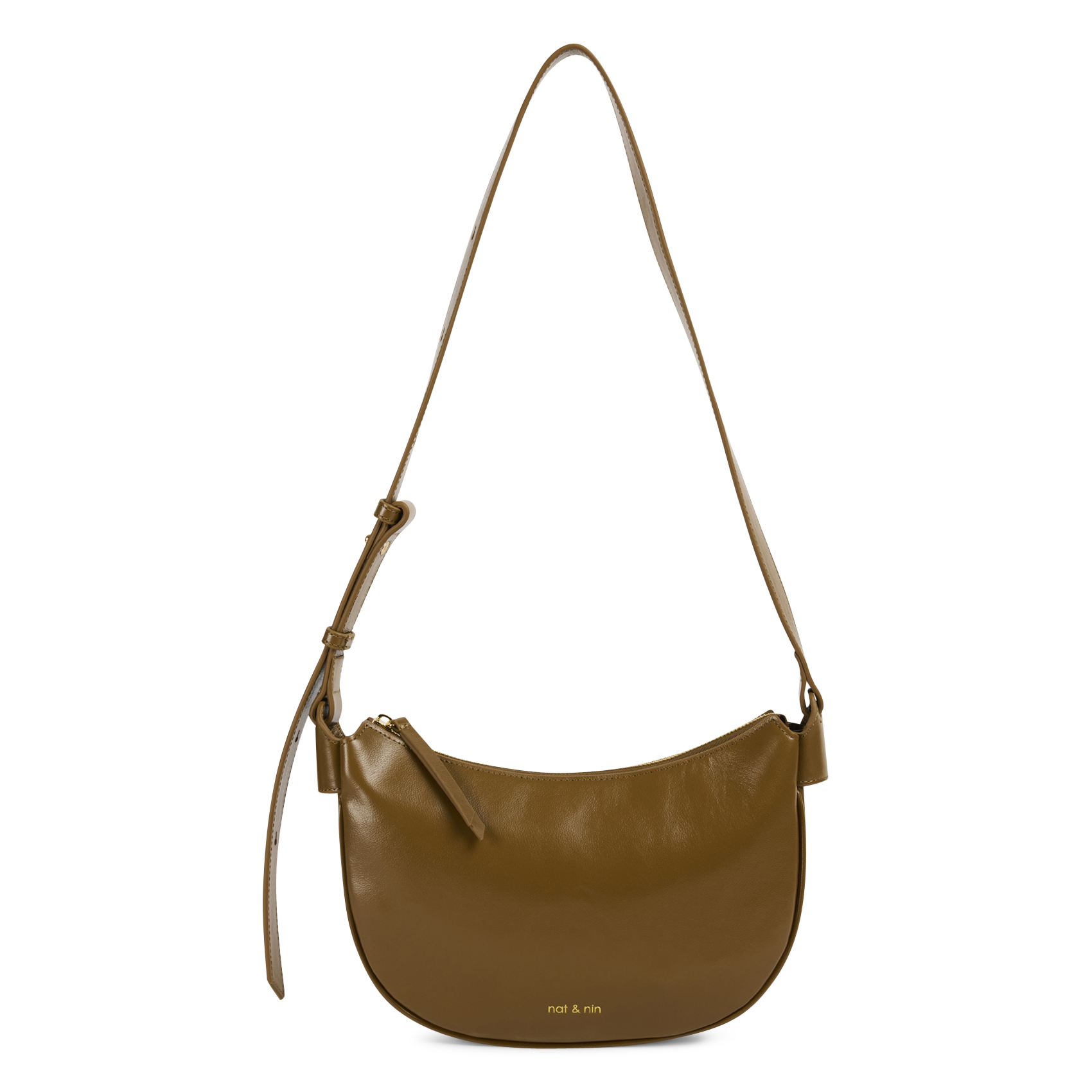 Sac bandoulière demi-lune en cuir NAT & NIN