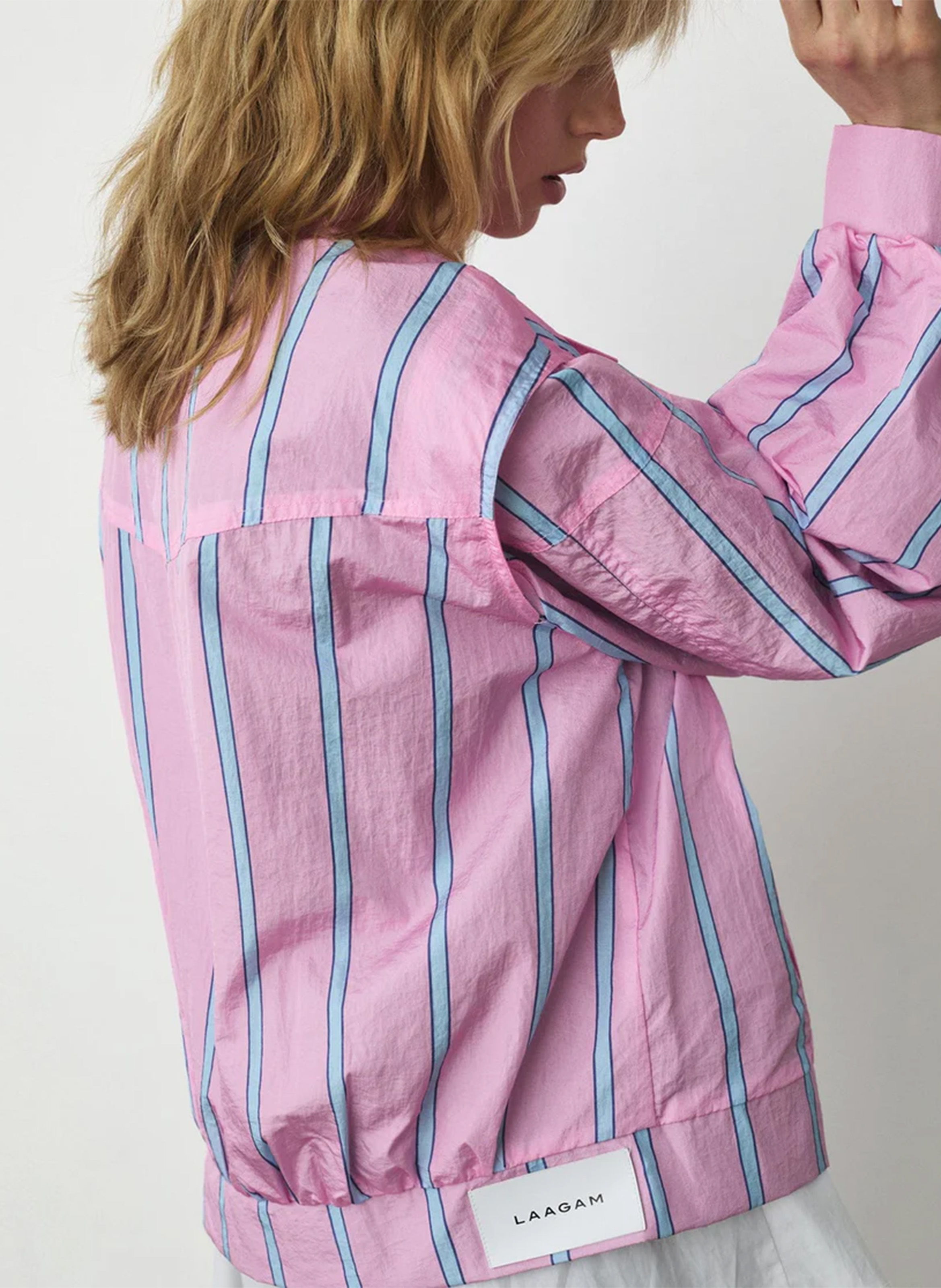 Veste à rayures col classique LAAGAM Rose