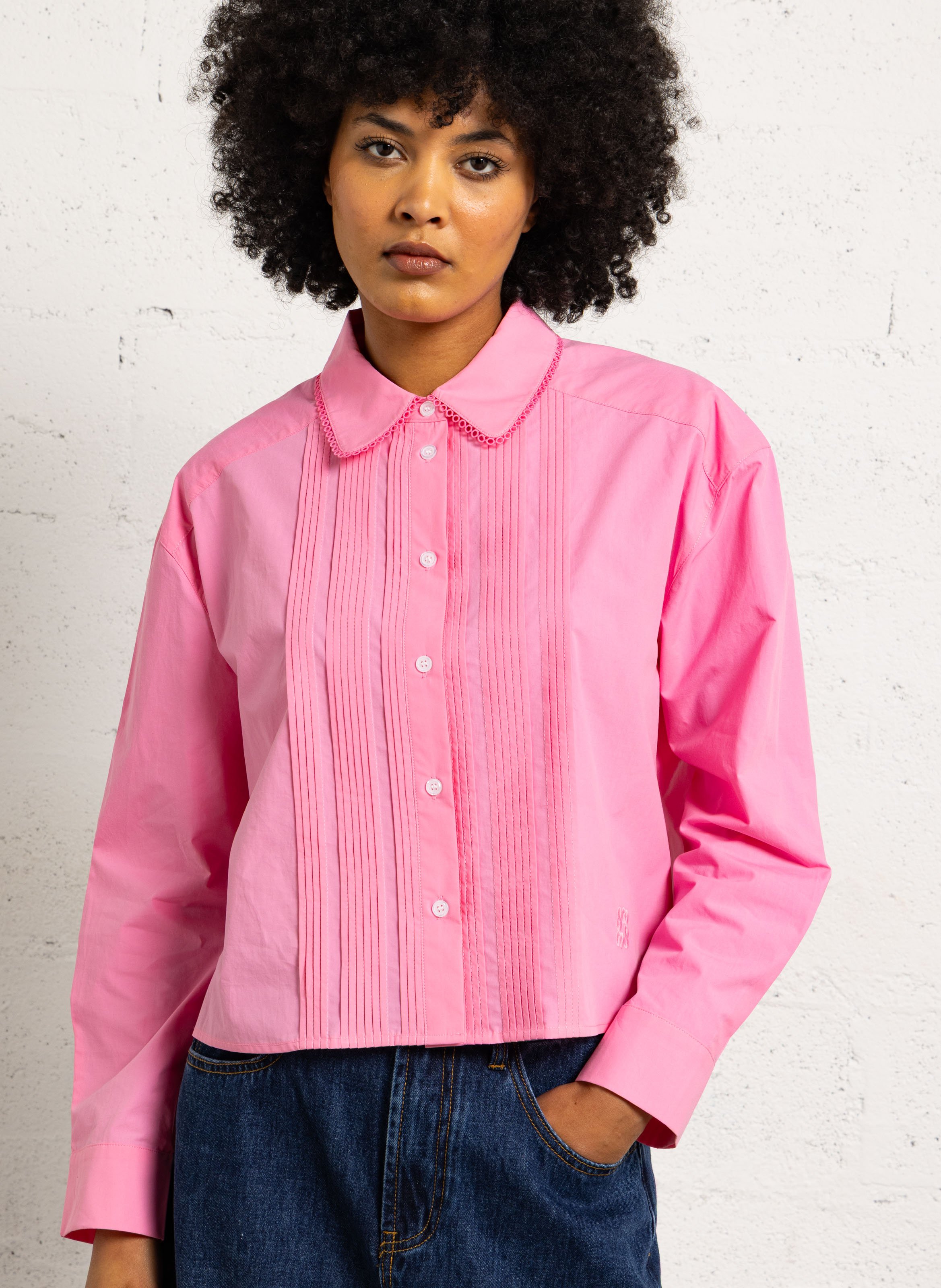 Organic cotton loose-fit shirt SUNCOO Pink