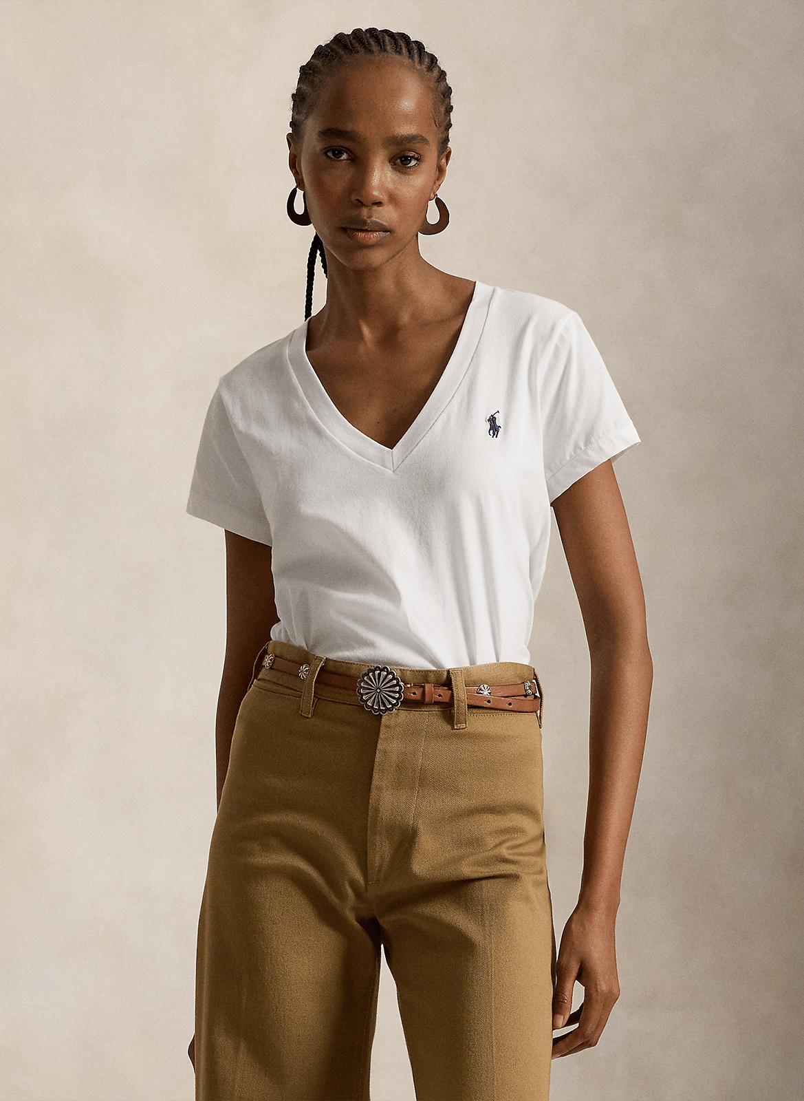 Straight cotton V-neck T-shirt POLO RALPH LAUREN