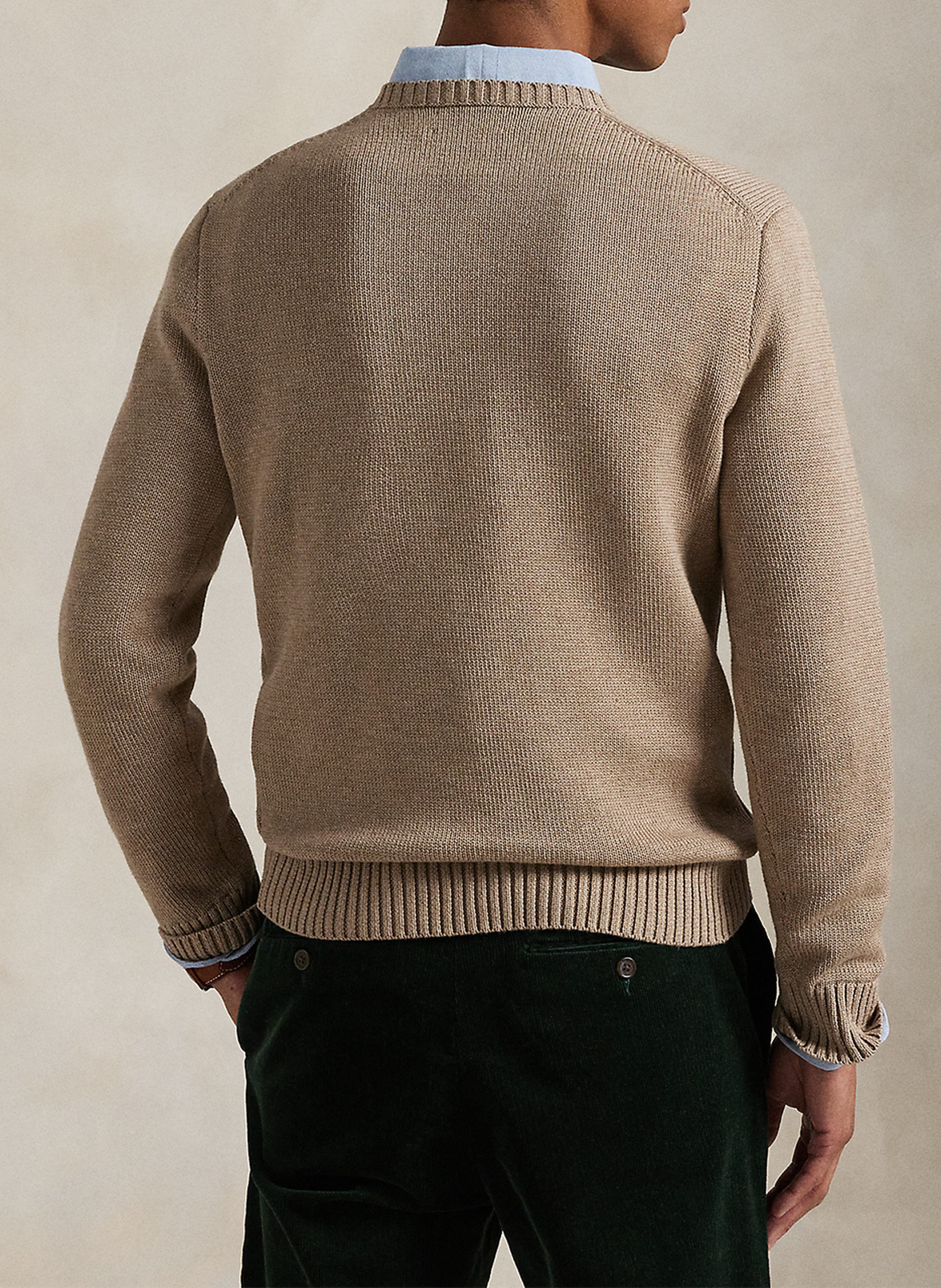 Pull col rond en coton POLO RALPH LAUREN Marron