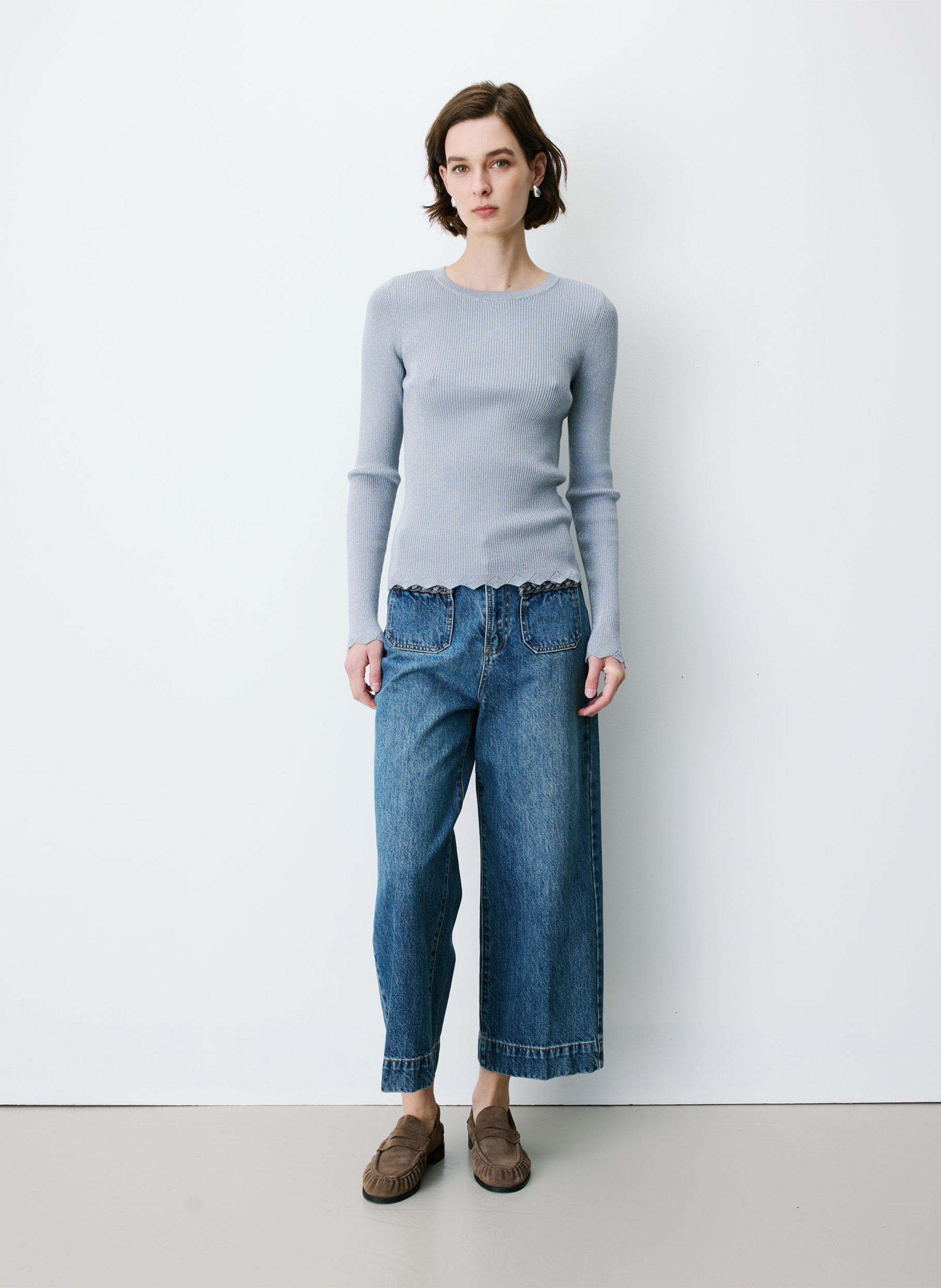 Pull moulant côtelé GRACE ET MILA Bleu