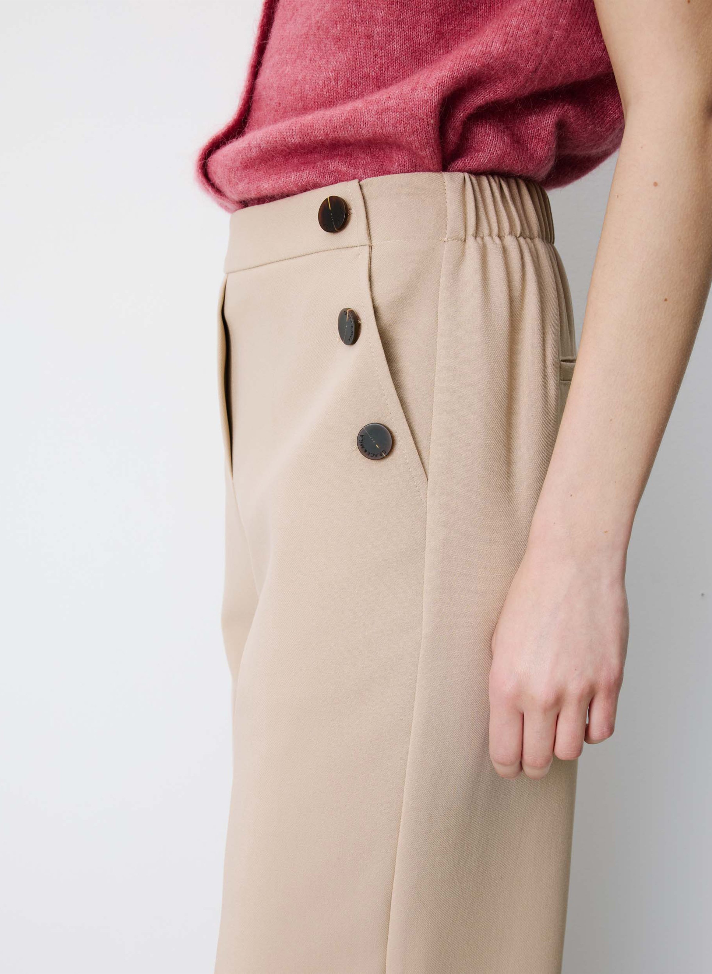 High-waisted straight-leg pants GRACE ET MILA Beige