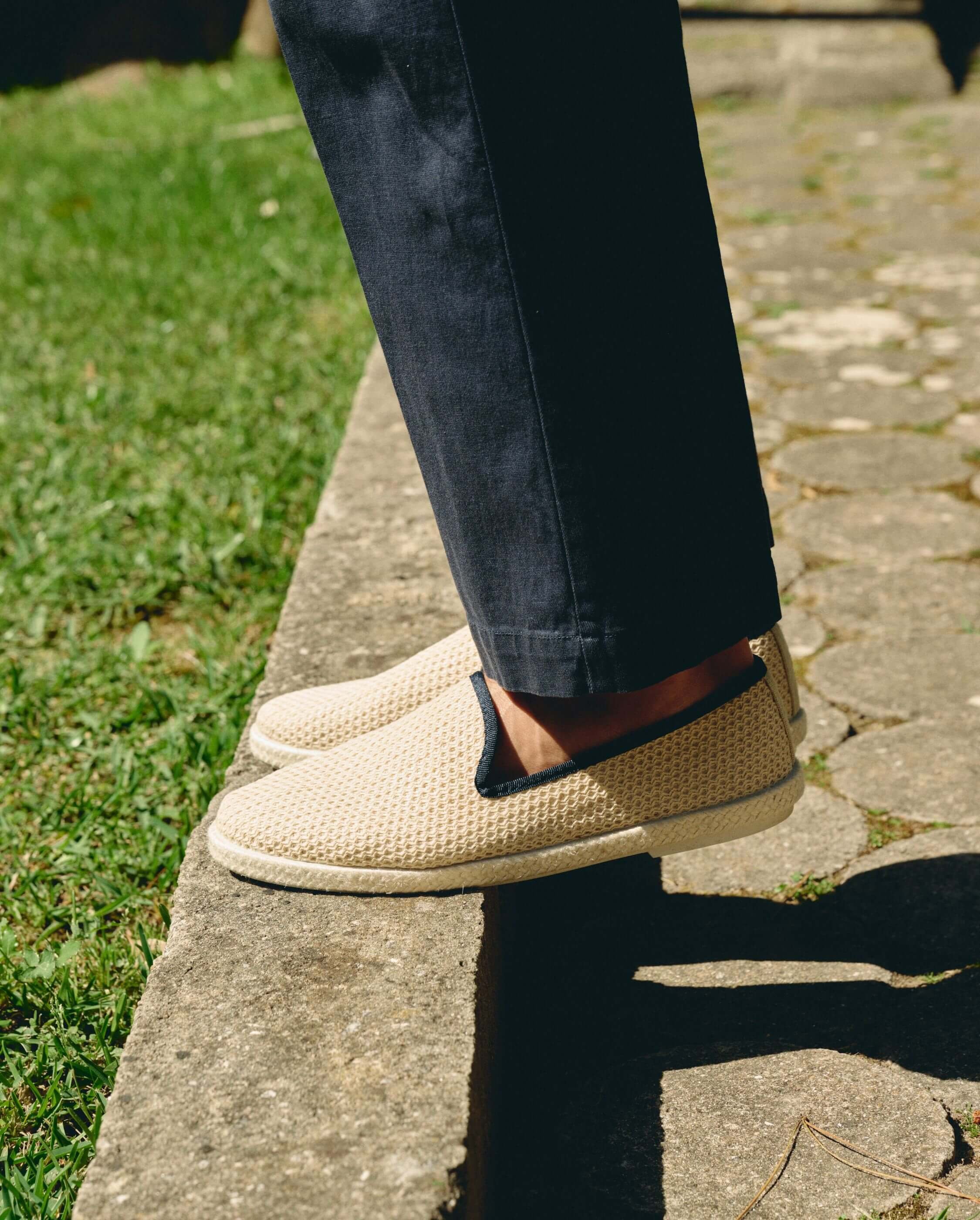 Men's espadrille CENITZ, beige navy mesh ANGARDE Beige