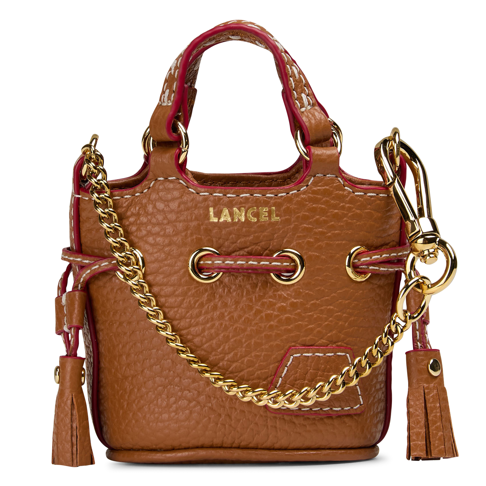Porte-clés en cuir LANCEL Beige