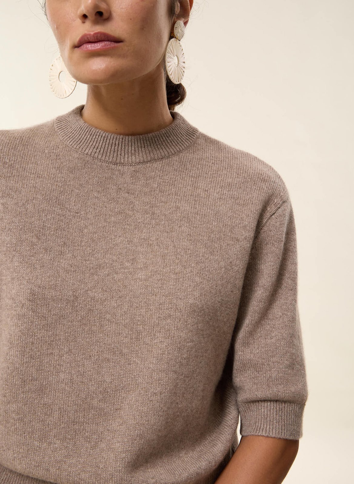 Gerader Rundhals-Pullover aus Kaschmir HIRCUS Beige