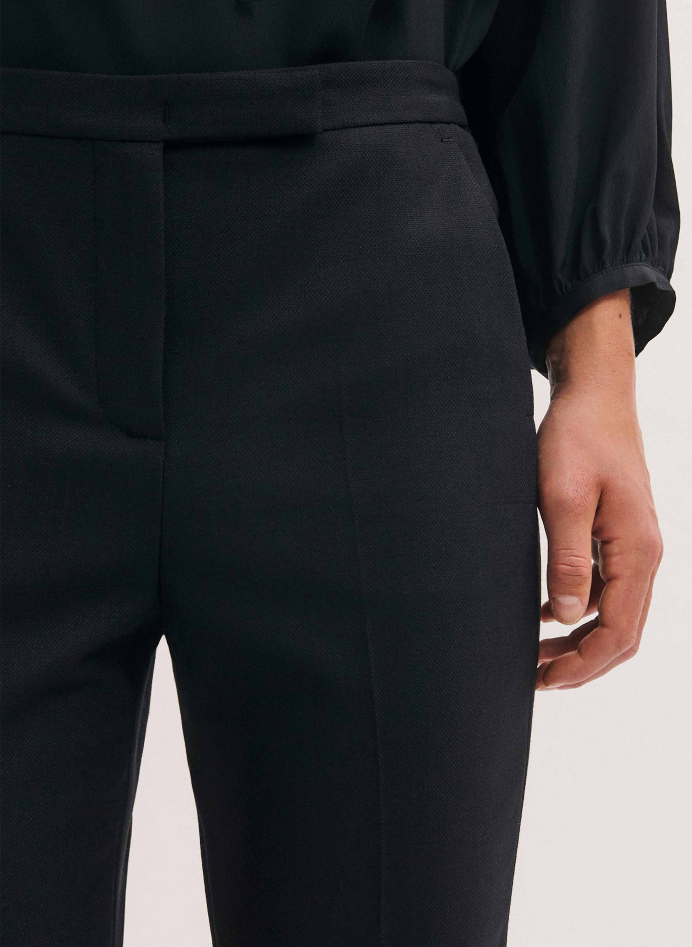 Pantalon droit en laine mélangée PABLO Noir