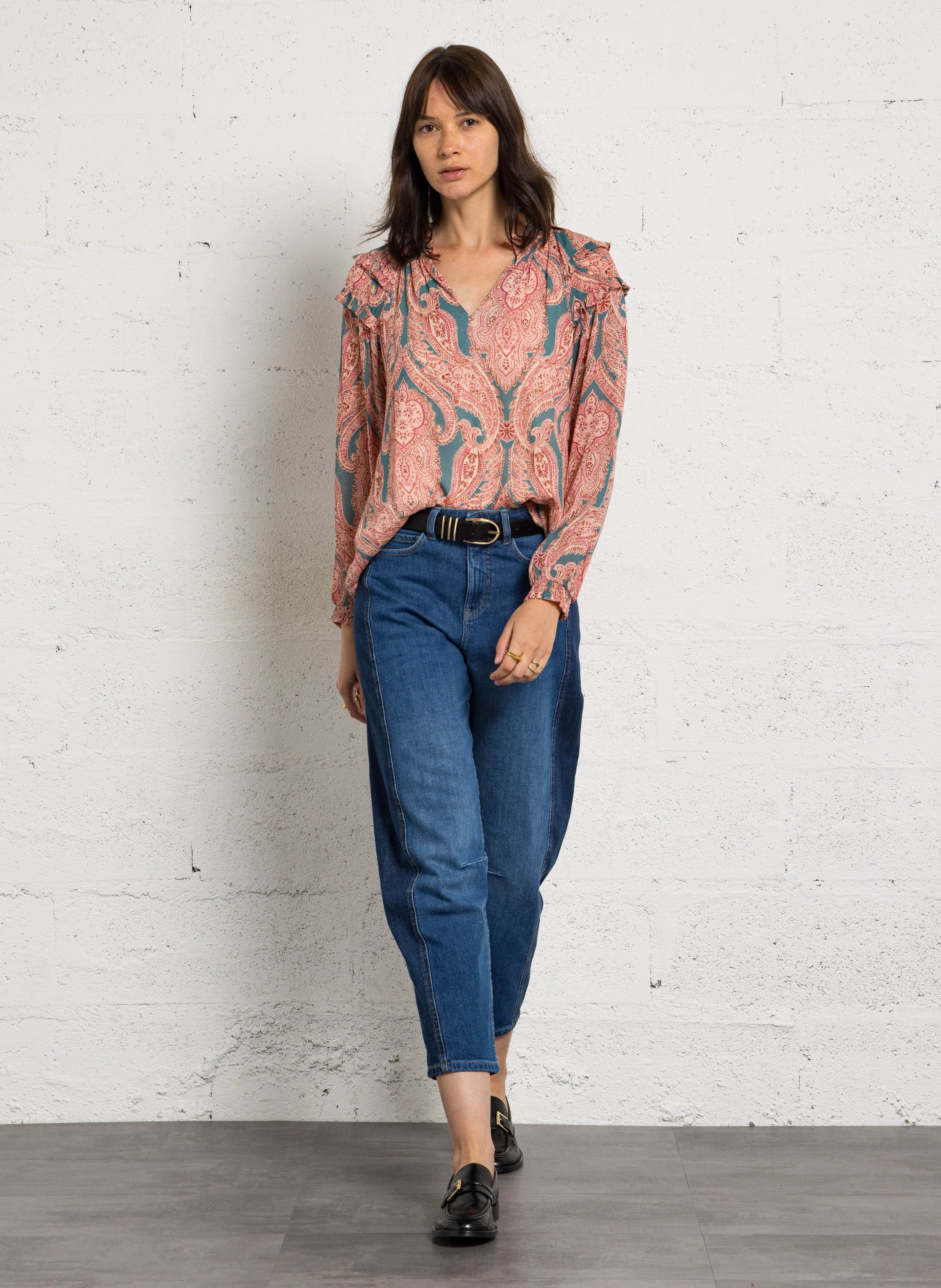 Ruime top met V-hals MAISON 123 Roze