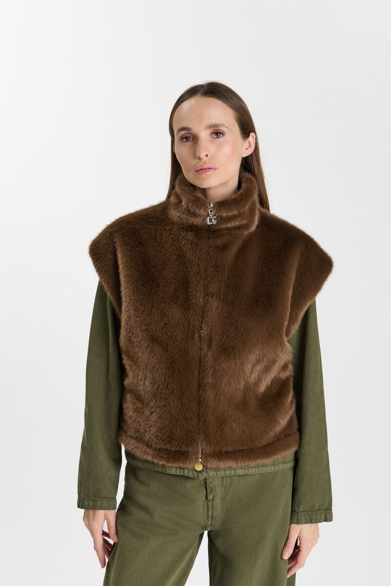 Sleeveless jacket LE TEMPS DES CERISES Brown