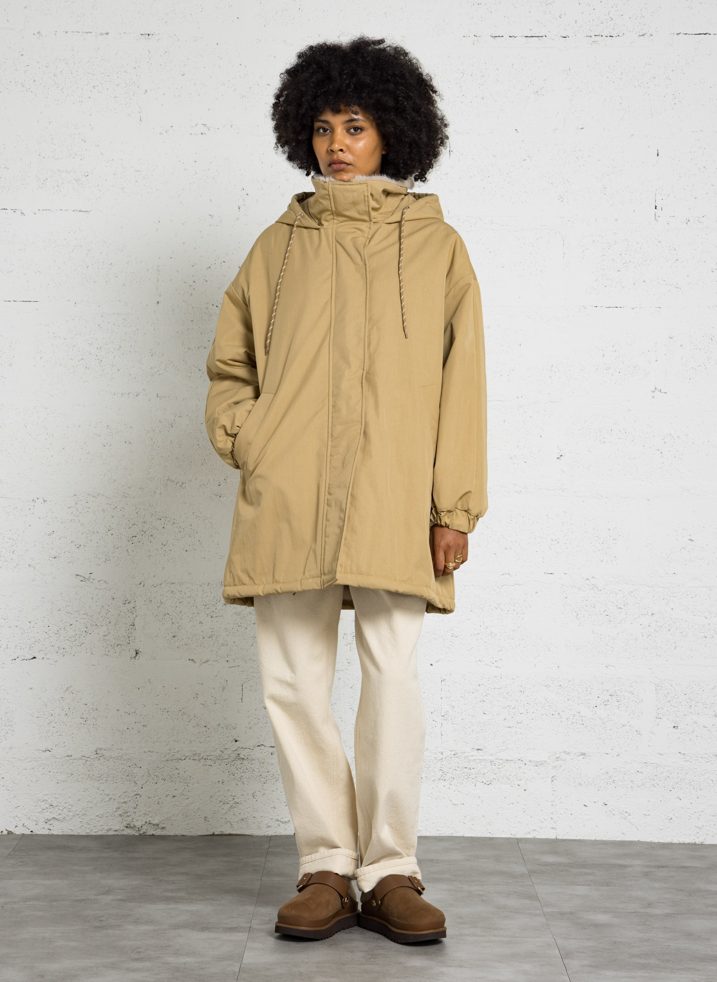 Manteau à capuche en coton BELLEROSE Beige