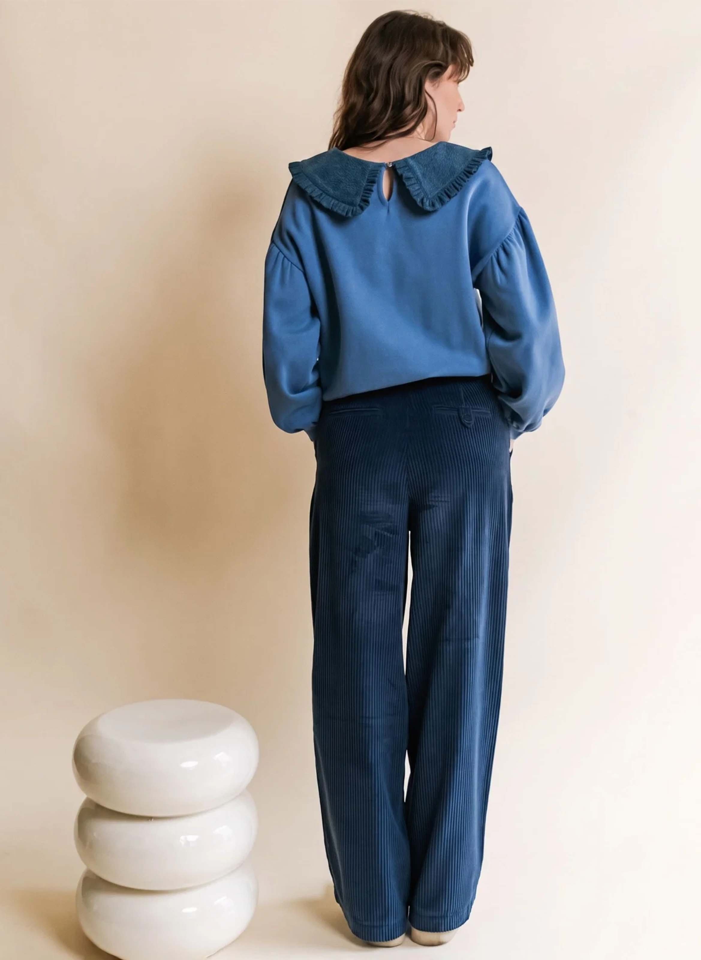 Organic cotton Peter Pan collar sweatshirt EMILE ET IDA Blue
