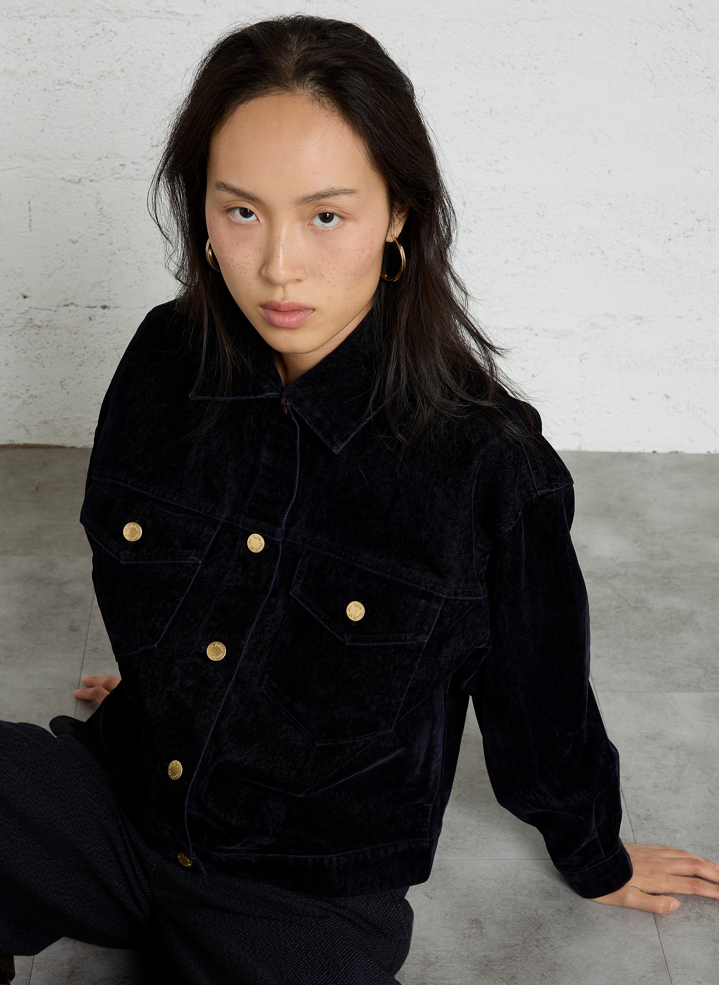 Baumwolljacke mit klassischem Kragen DES PETITS HAUTS Blau