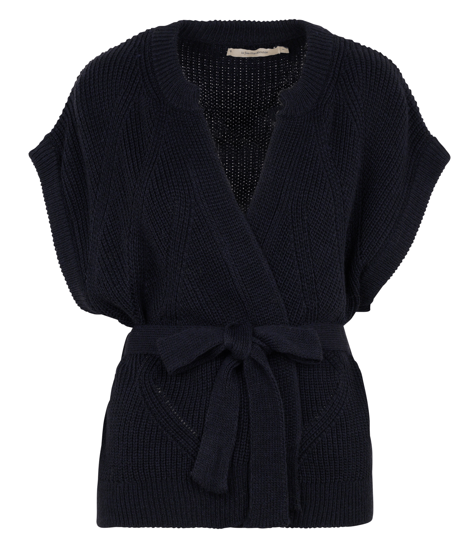 Gilet sans manches ample en côtes perlées LA FEE MARABOUTEE Bleu