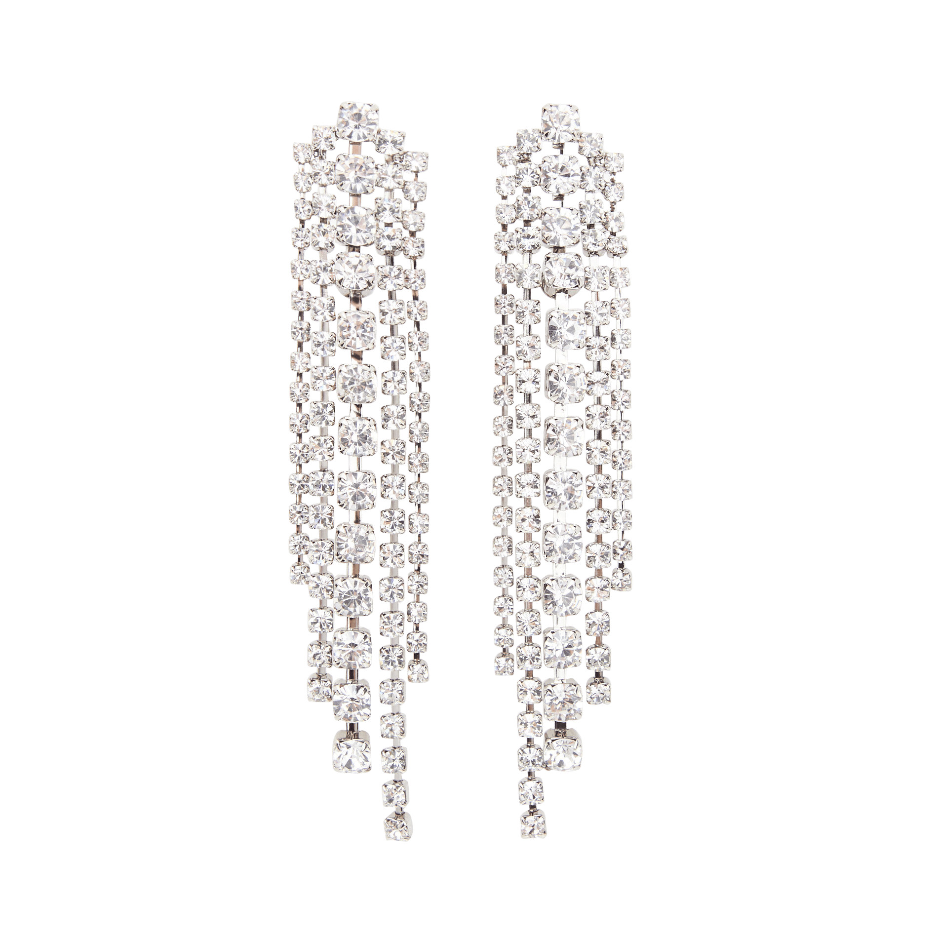 Waterfall crystals clip earrings WhiteHELENE ZUBELDIA