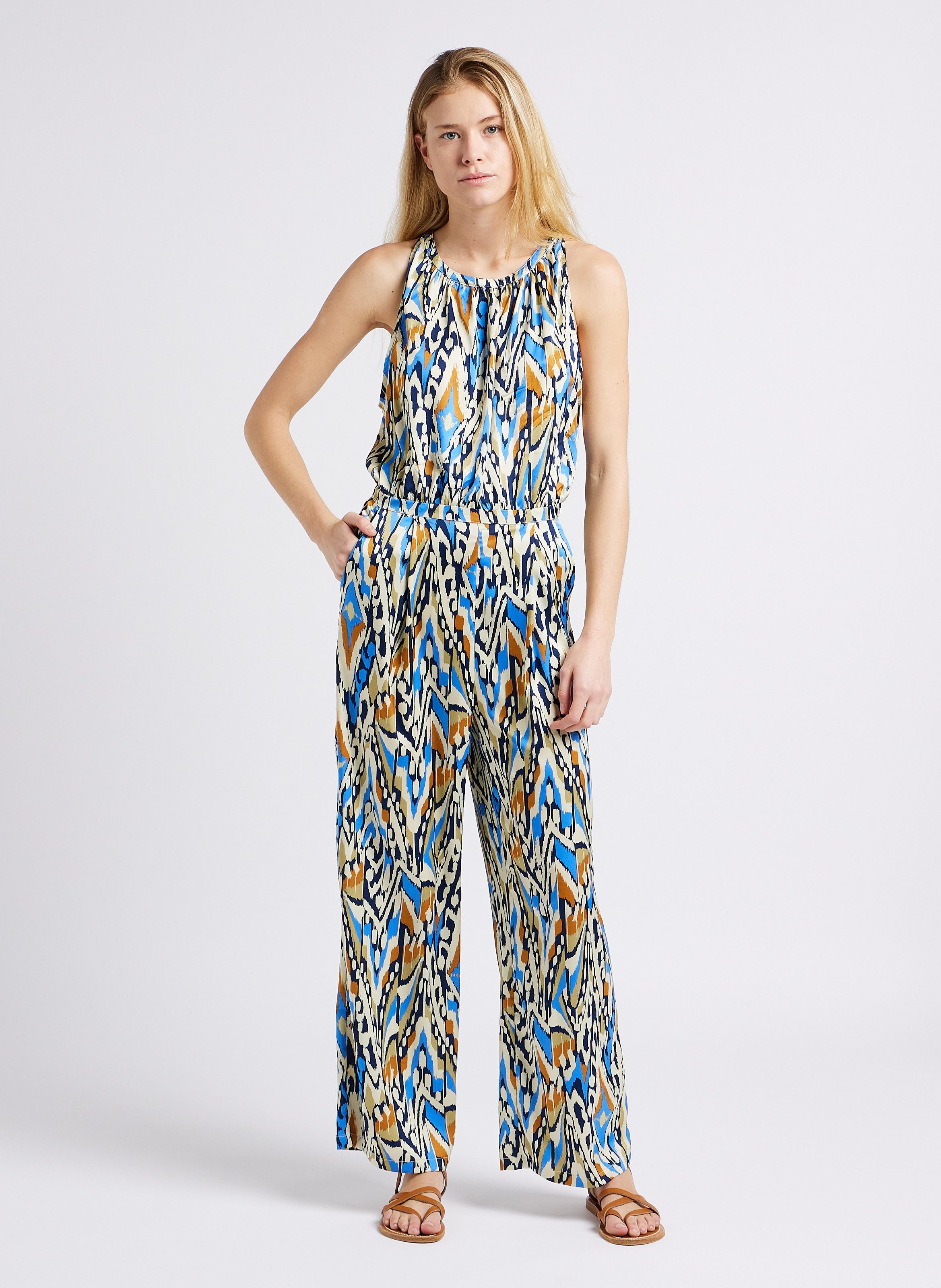 Straight leg Fluid Jumpsuit Bleu See U Soon Women 24192297 BLUE BLEU Place des Tendances Europe