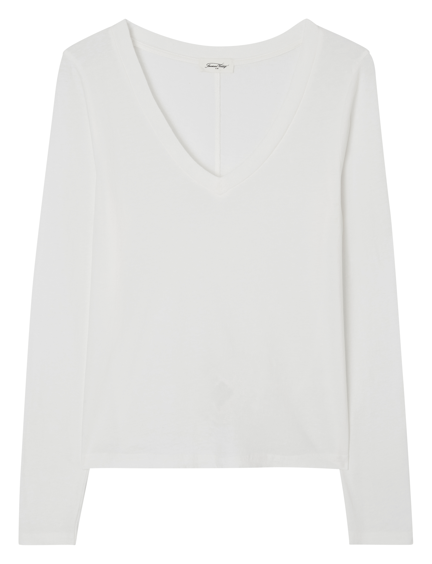 Straight cotton V-neck T-shirt AMERICAN VINTAGE White