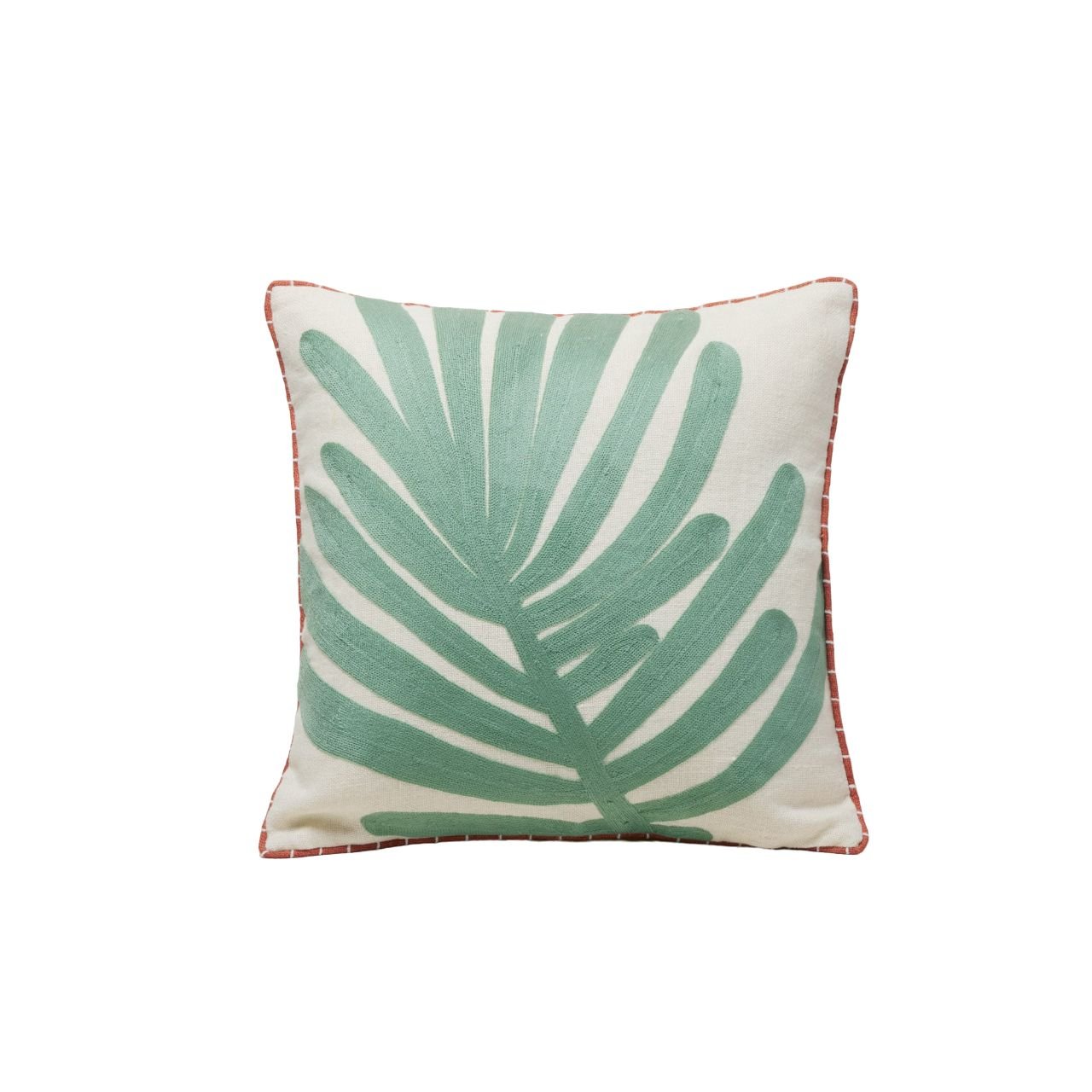 Cushion cover TROPI Ecru et vert tropique