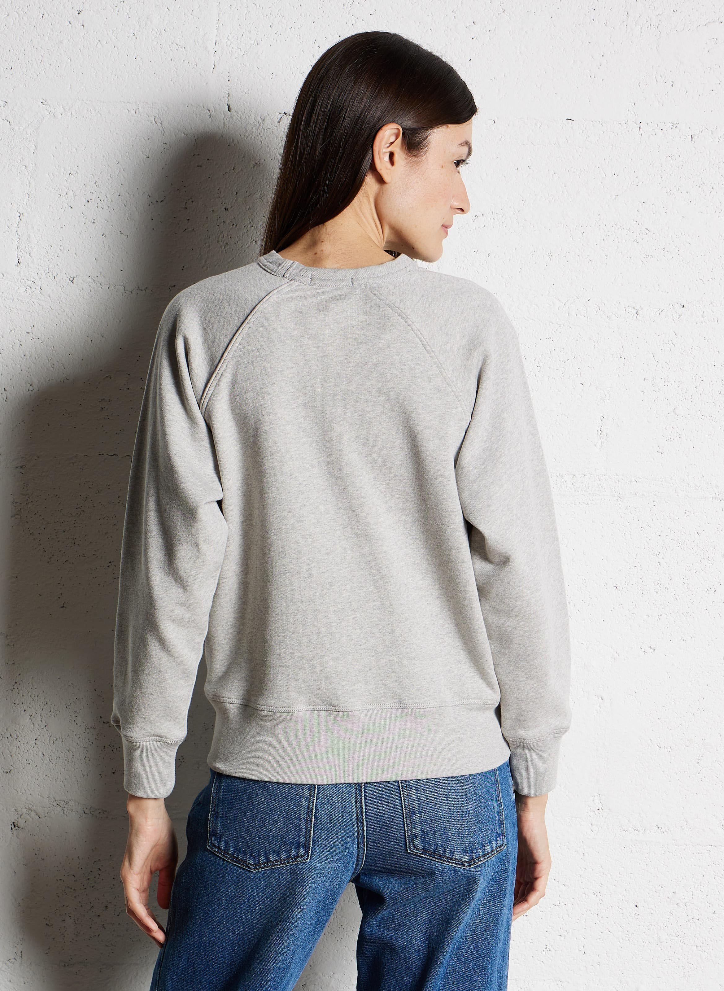 Sweat droit col rond en coton bio SOEUR Gris