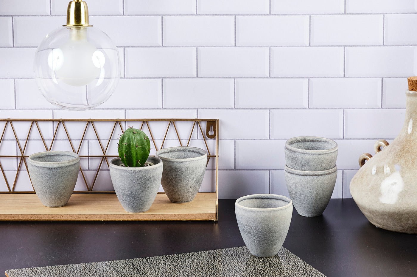 Stone cup 15cl - 6 pieces - moon gray BJORN Grey