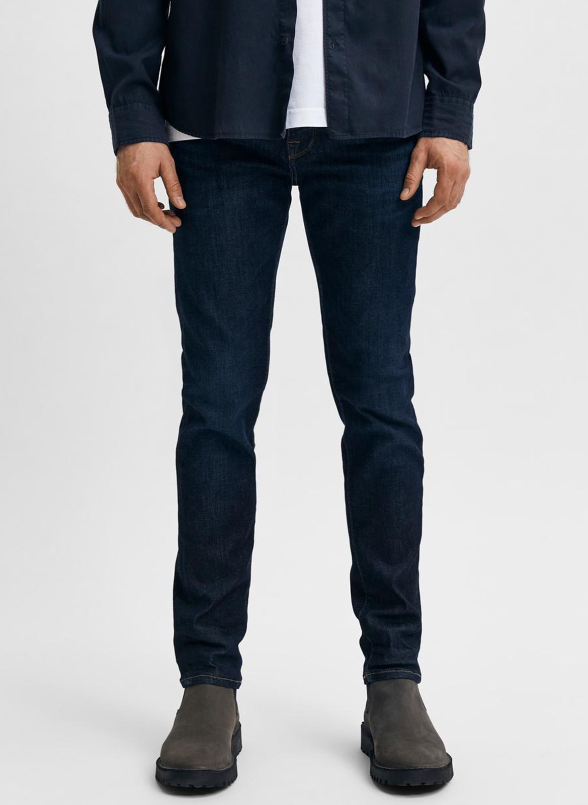 Organic cotton-blend slim-fit jeans SELECTED Blue