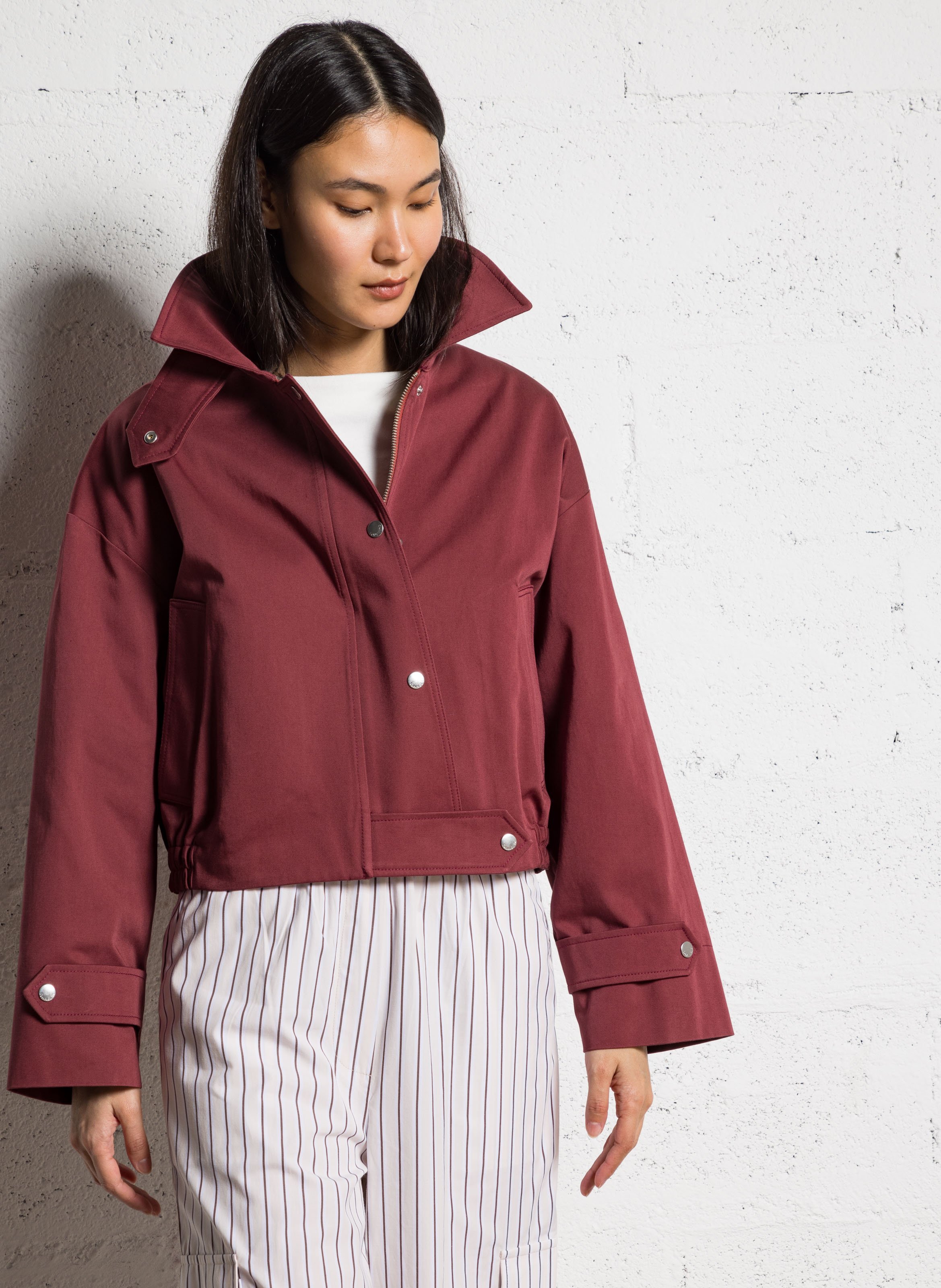 Long wool-blend trench coat with tailored collar MARGAUX LONNBERG Red