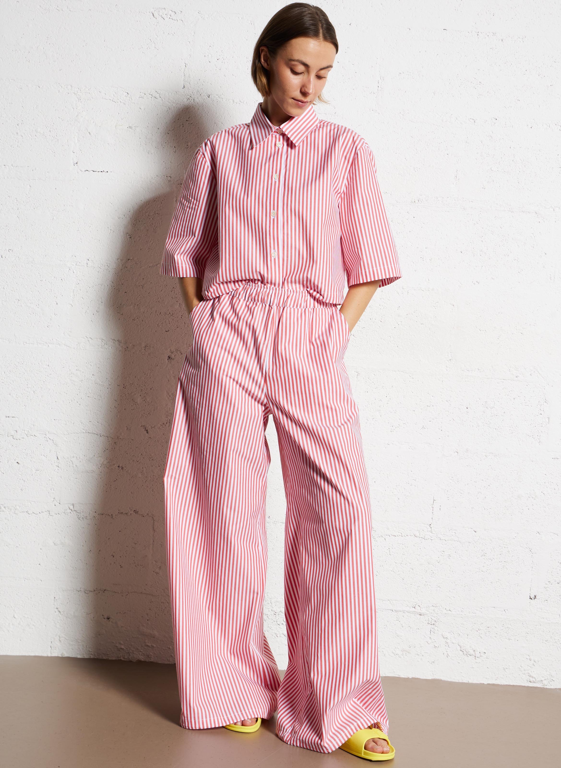 Celena - Oversize-Hemd aus gestreifter Baumwolle STELLA NOVA Rot