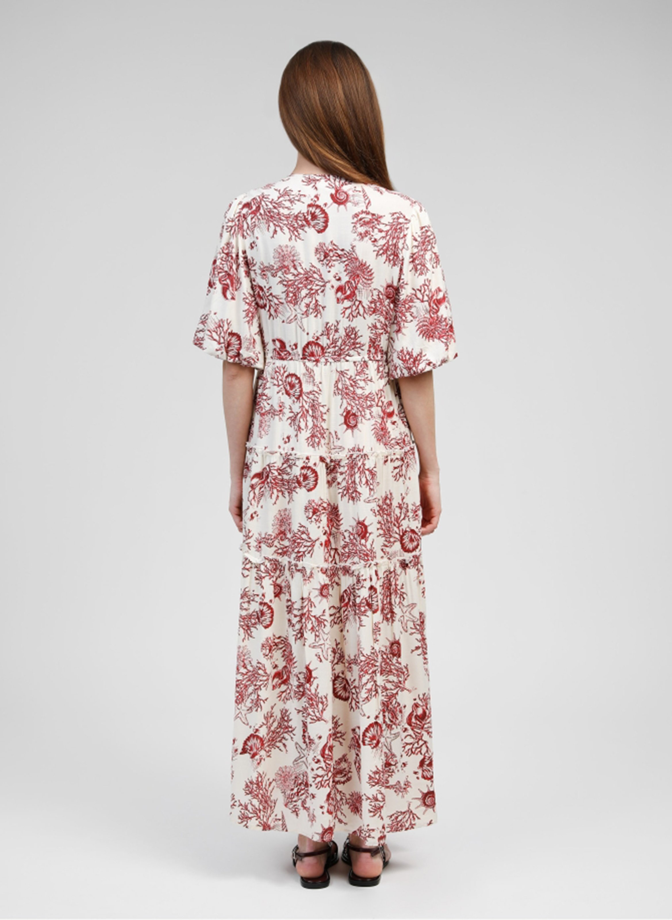 Long floral print viscose dress AN'GE Plums