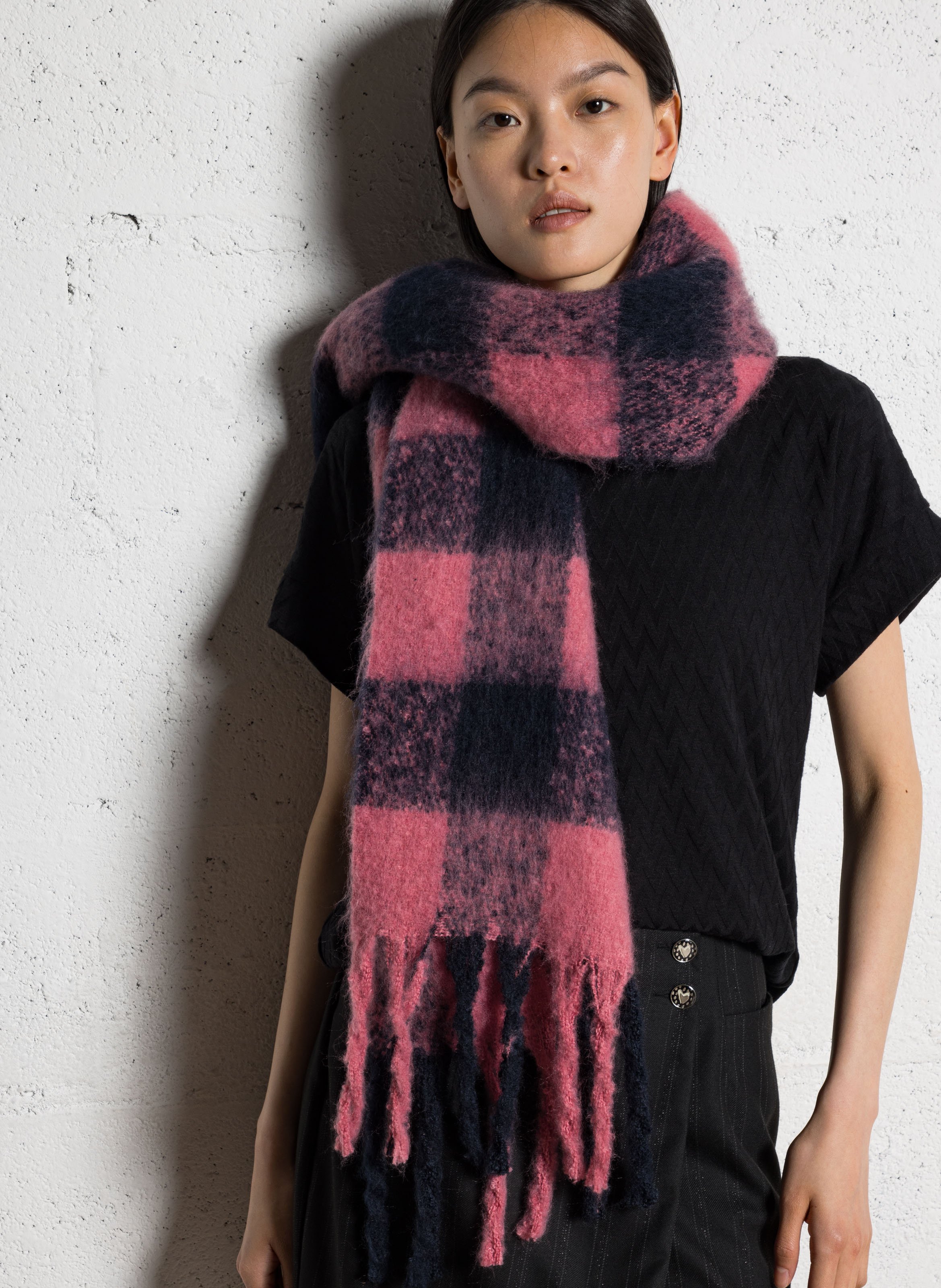 Echarpe à carreaux I CODE Rose