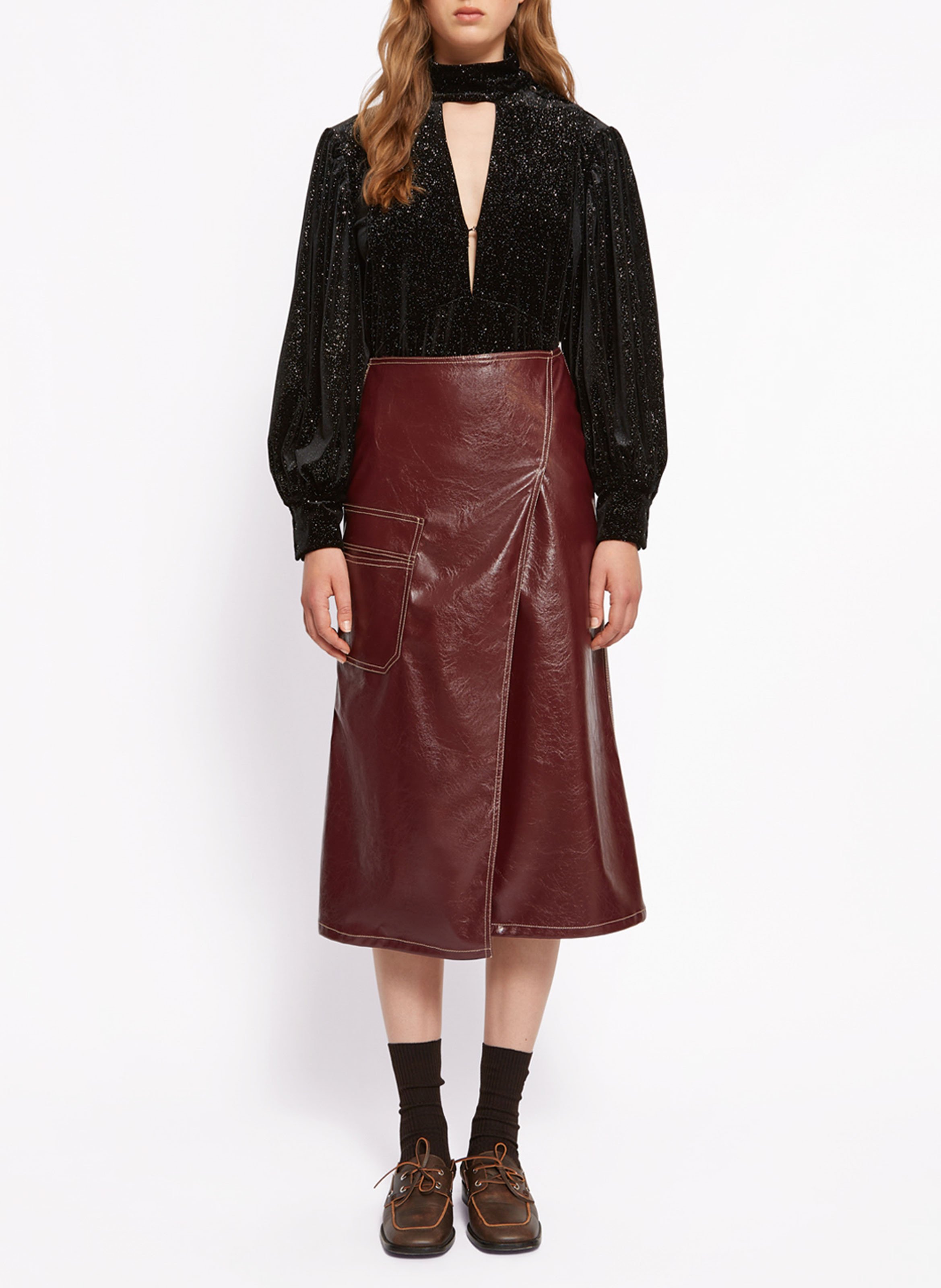 Top col rond pailleté ROSEANNA Noir