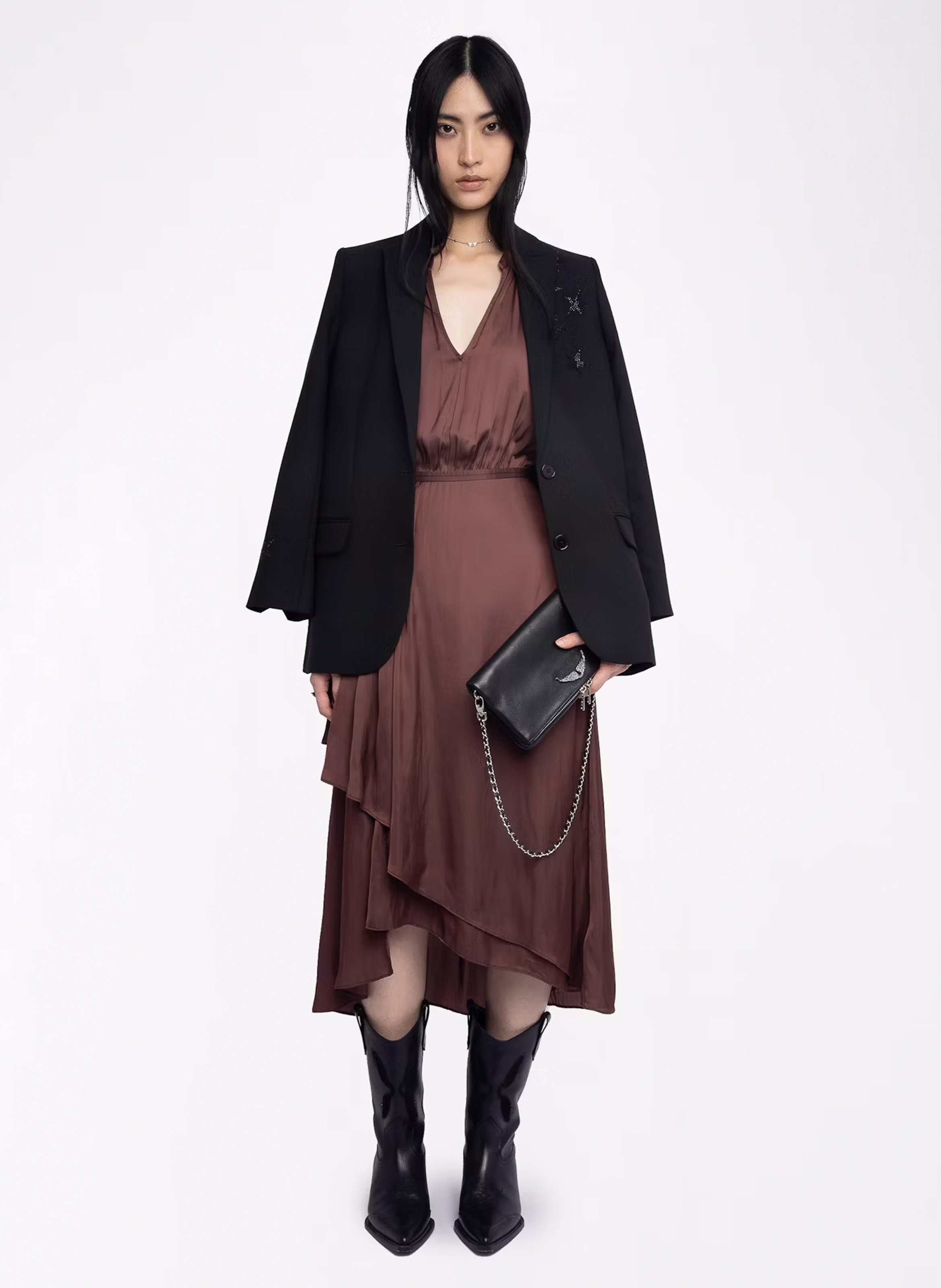 Robe midi col tunisien en satin  ZADIG&VOLTAIRE Violet