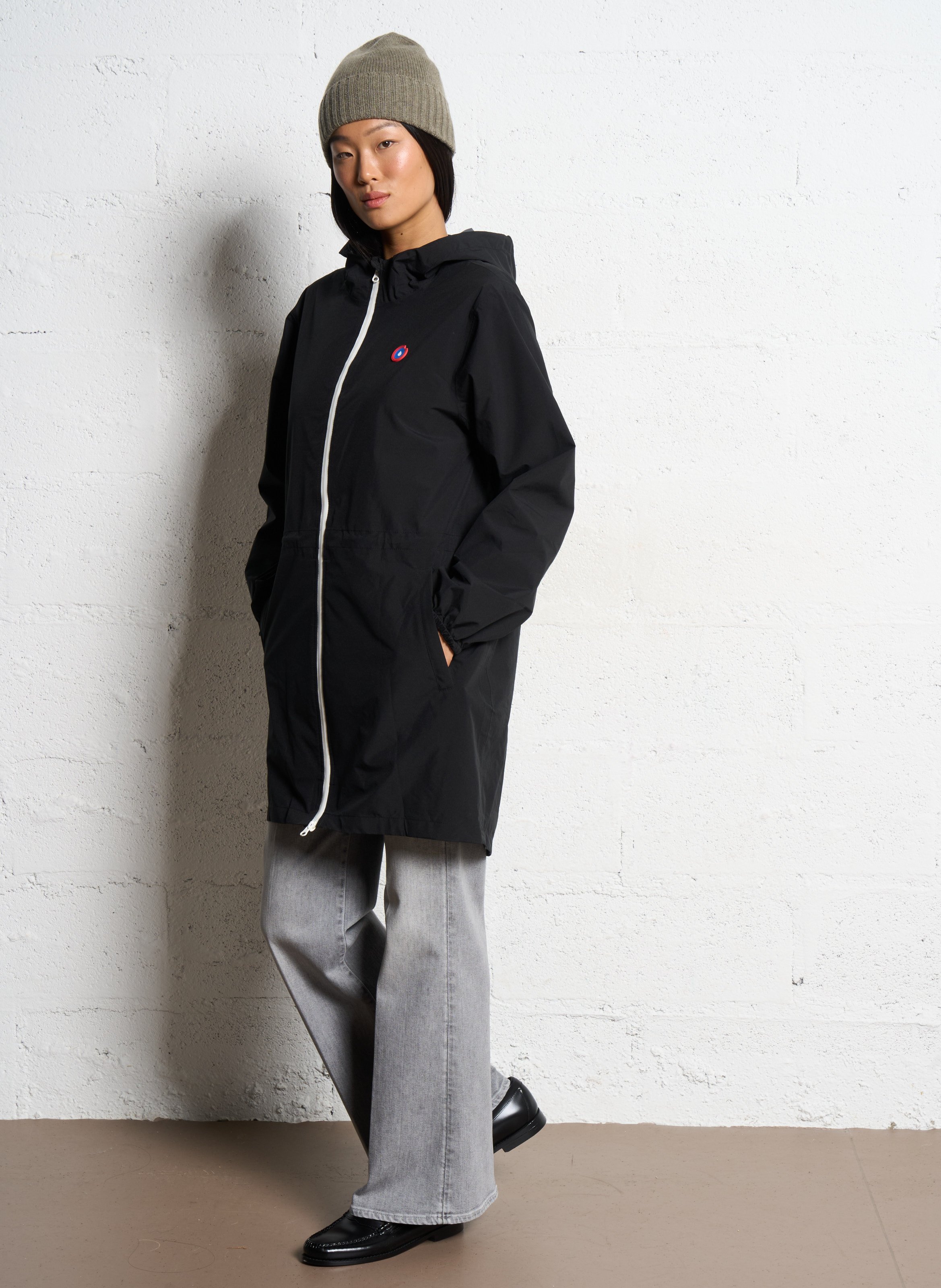 Long convertible hooded raincoat FLOTTE Black