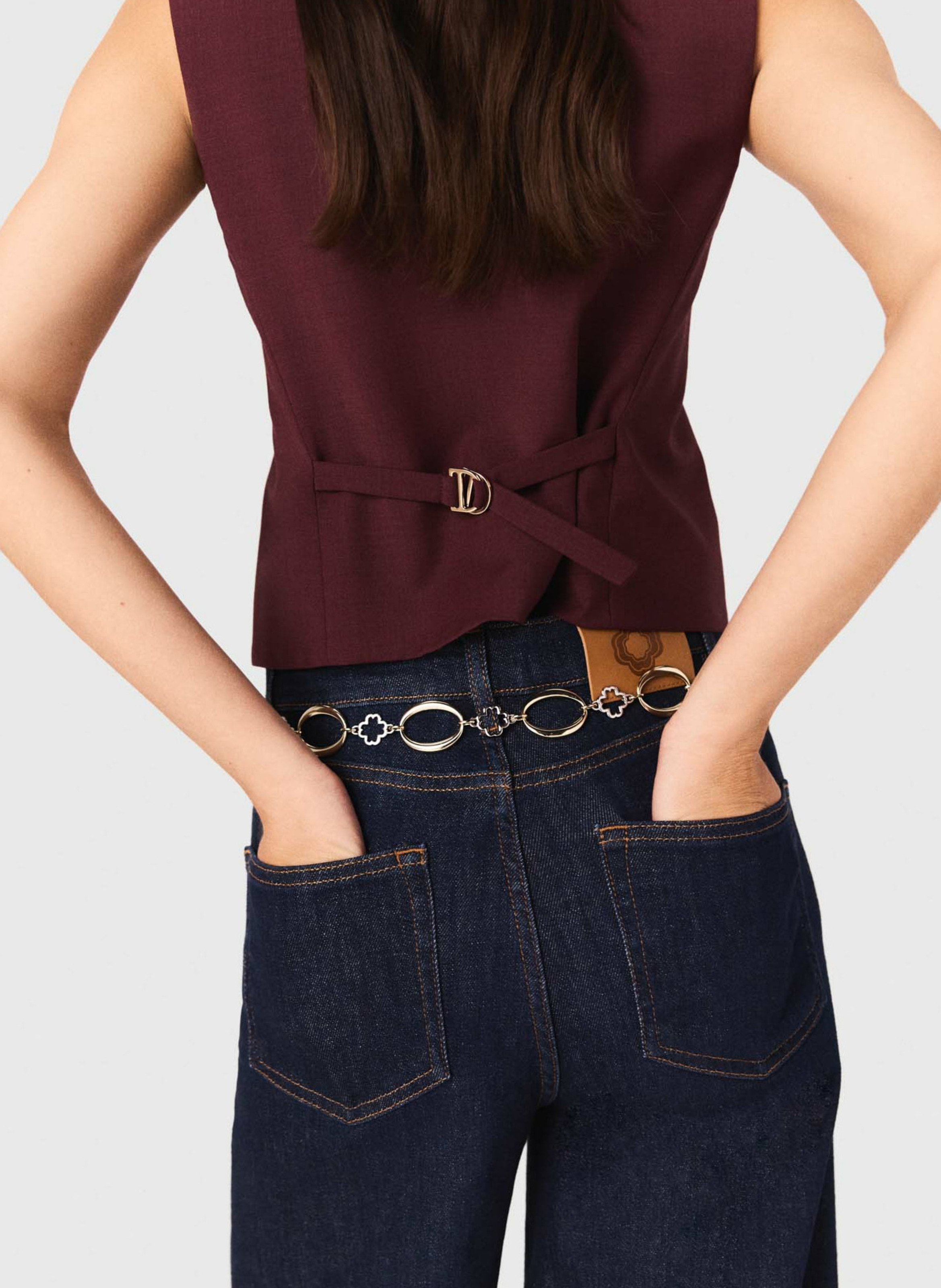 Gilet de tailleur col V MAJE Rouge