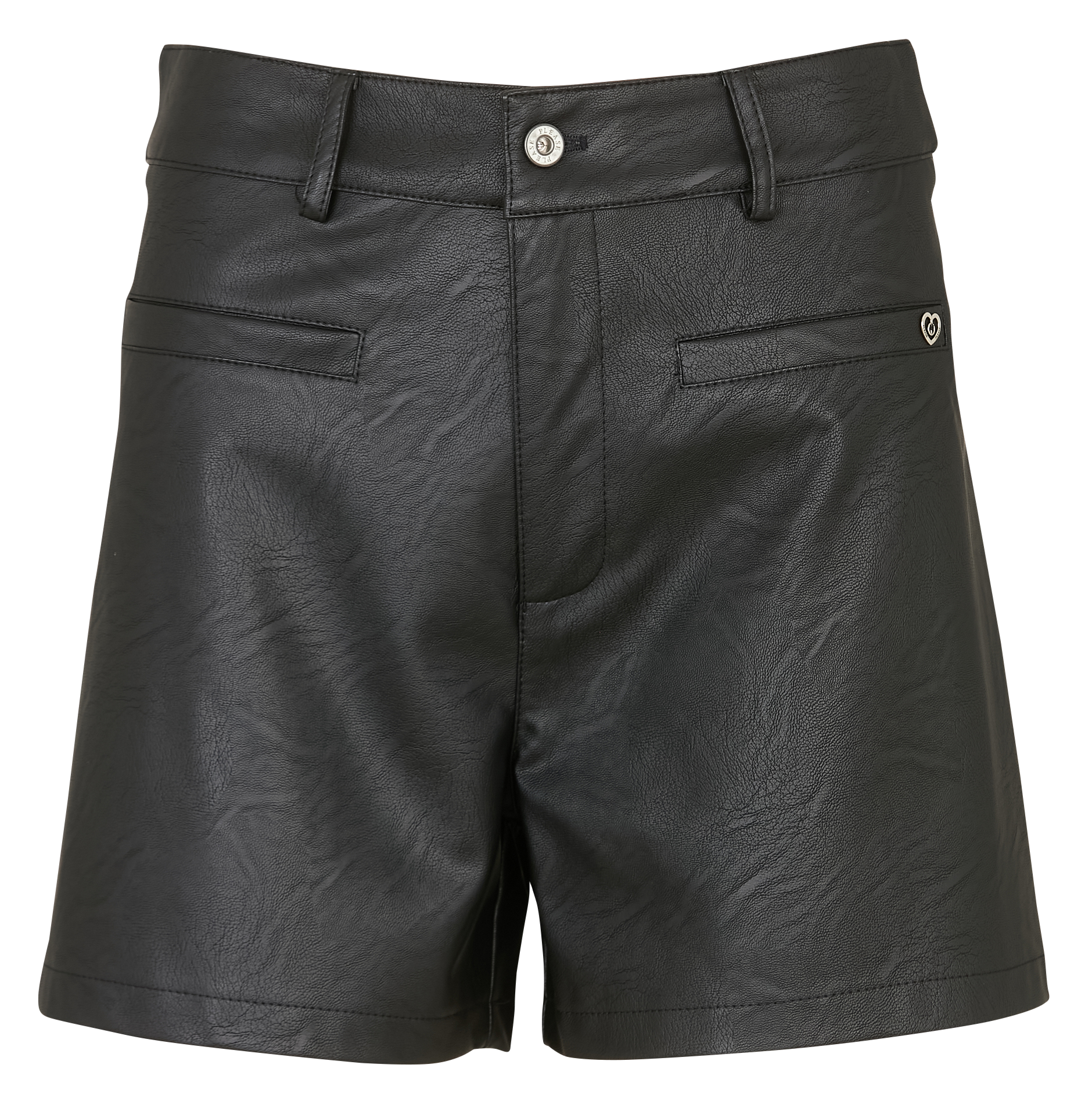 Faux leather straight shorts PLEASE Black