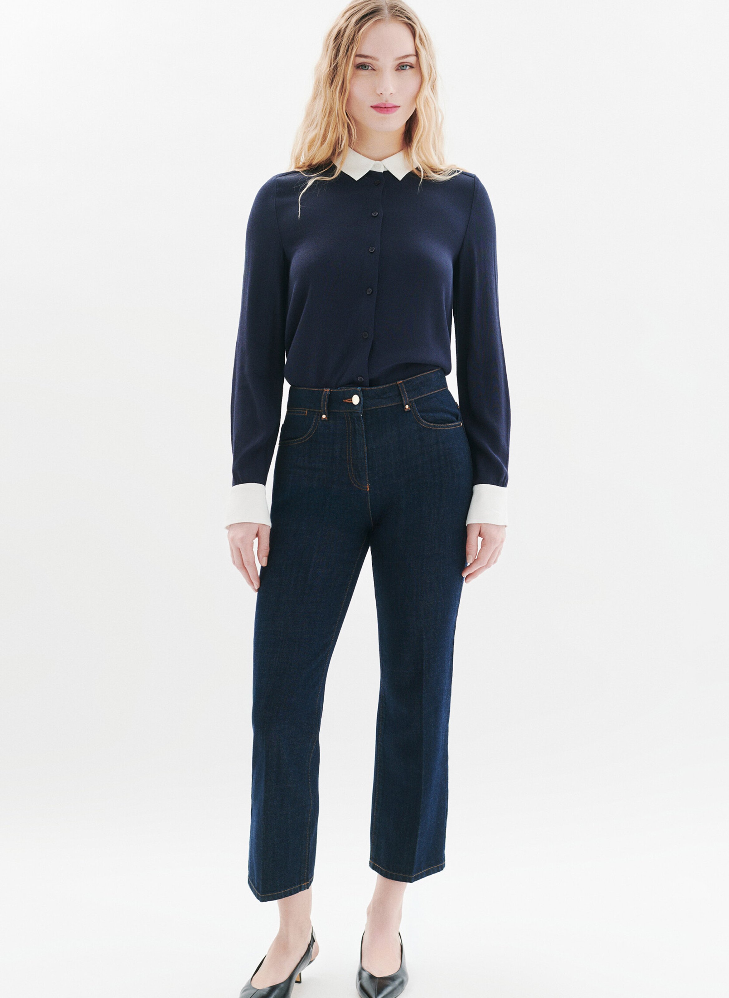 Jean droit en coton mélangé CAROLL Bleu